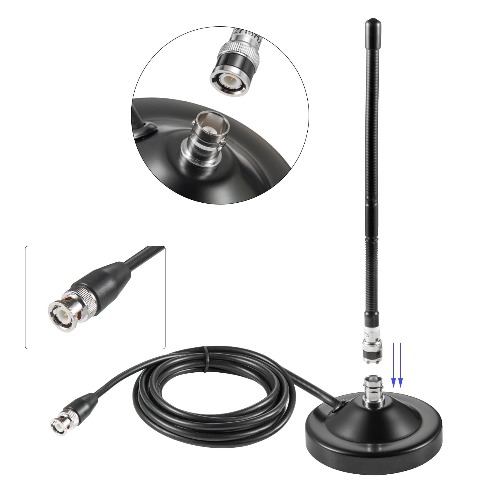 Long Range 27Mhz Heavy Duty Magnetic Base Station Soft Whip Cb Radio Antenna Kit For Cobra Midland Uniden Maxon President Anyton