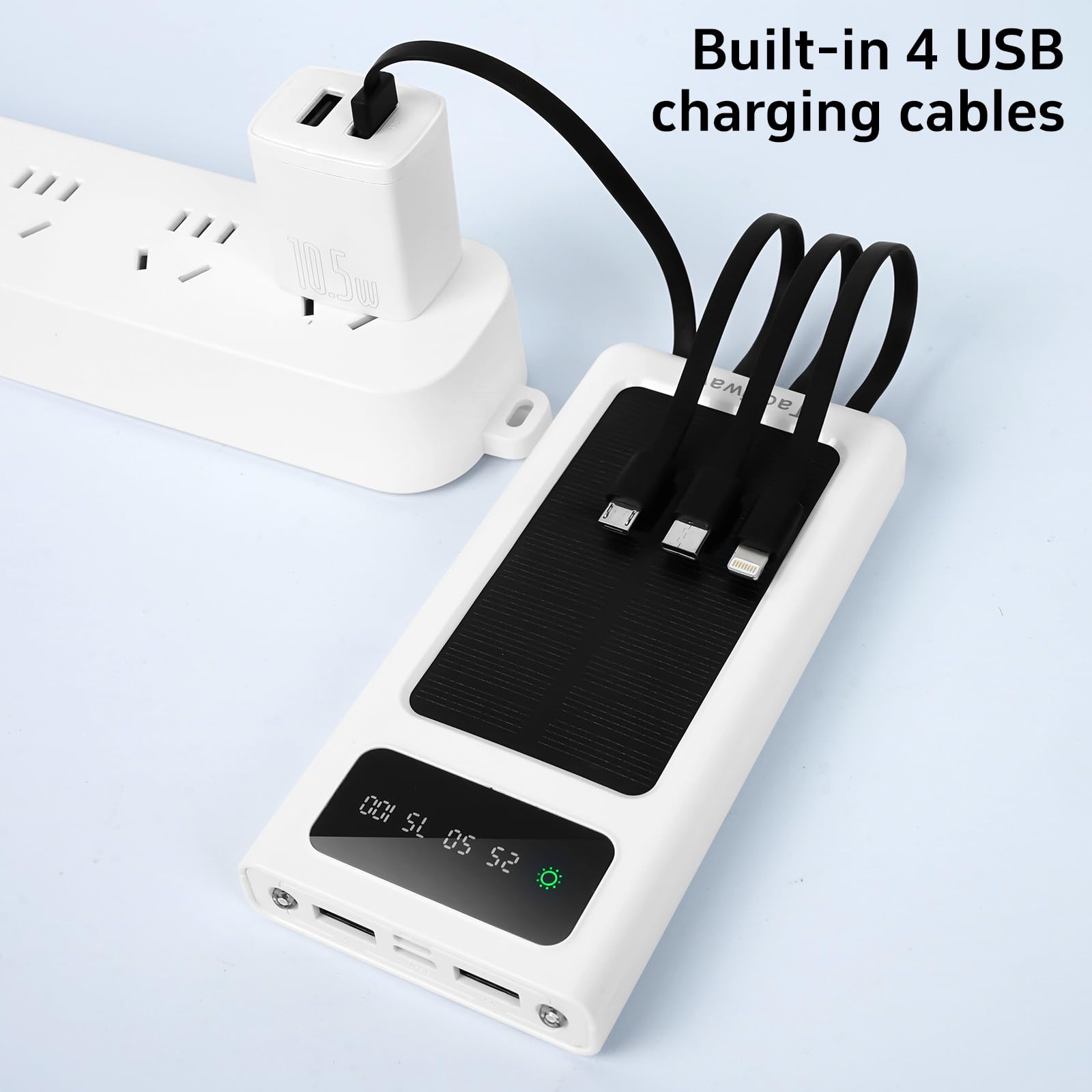 Taoxiwave Power-Bank - 20000Mah Portable Charger,Solar Power Bank,Camping External Backup Battery Pack,Fast Solar Panel Charger