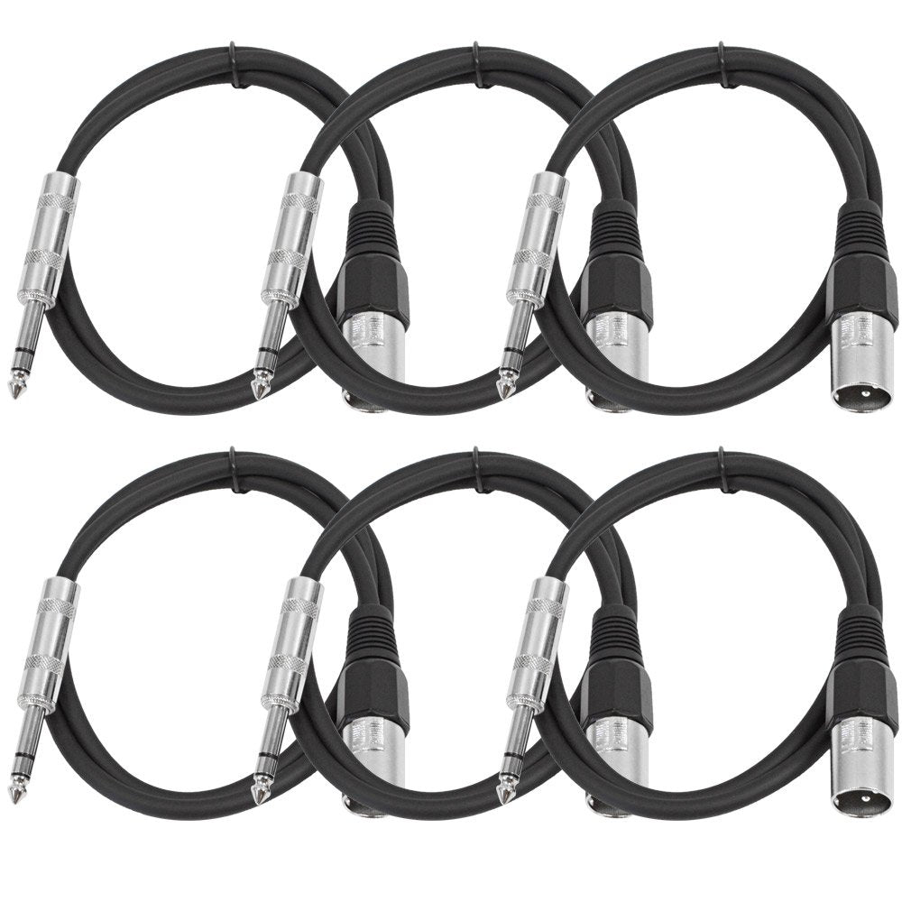 Seismic Audio SATRXL-M2Black6 2-Feet XLR Male to 1/4-Inch TRS Patch Cable - Black