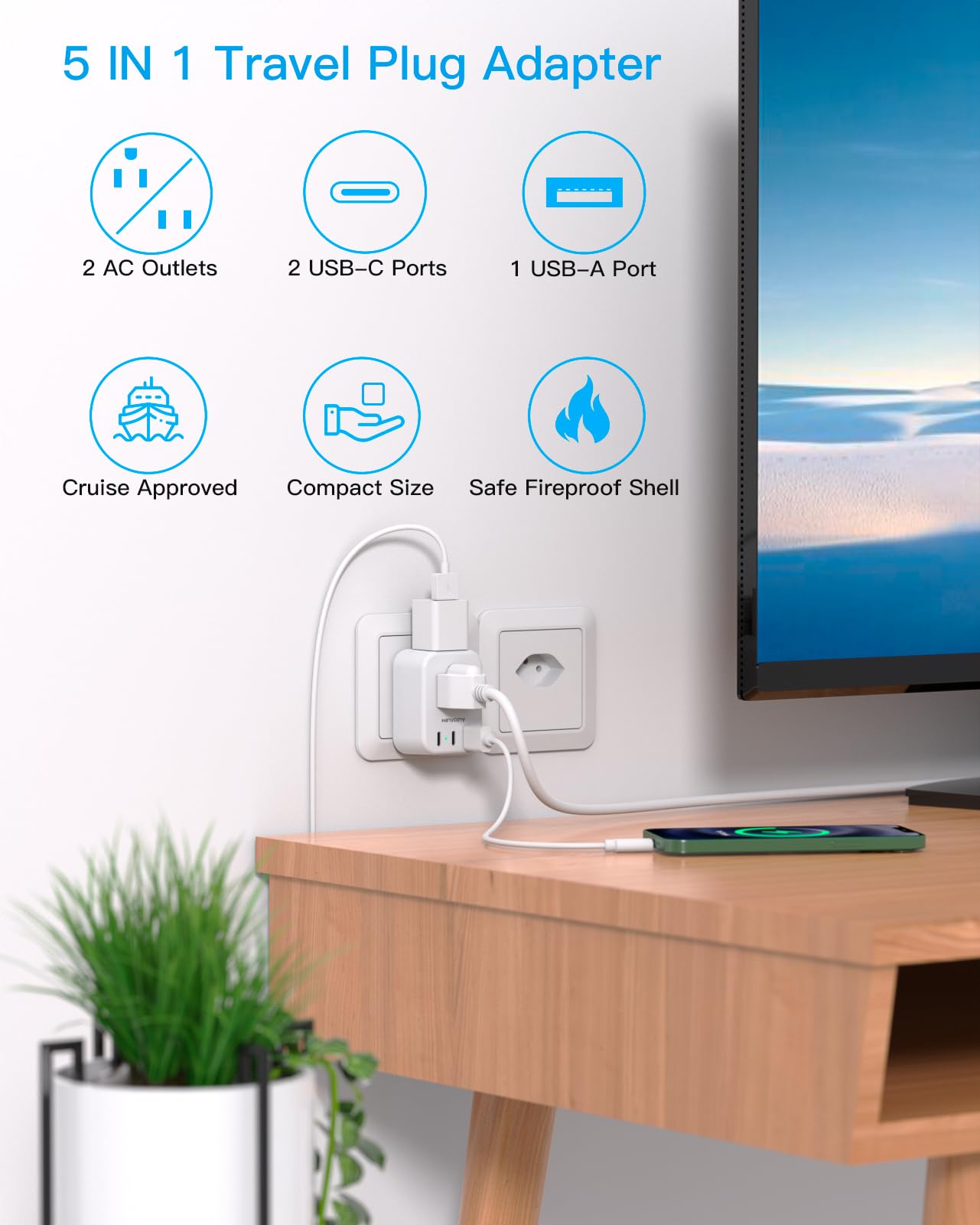 Switzerland Power Travel Plug Adapter, Type J Power Adapter With 2 Outlets 3 Usb Ports(2 Usb C) For Us To Swiss Switzerland Liec