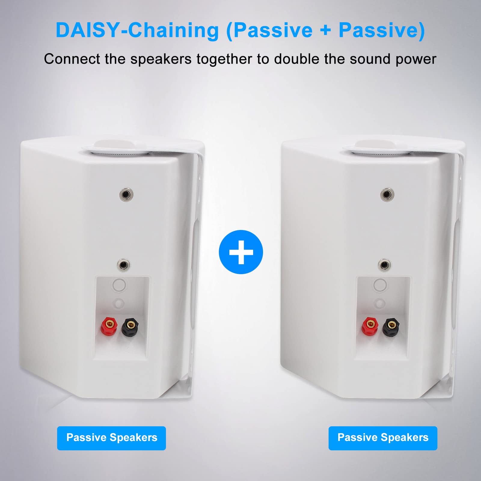 Herdio 5.25 Inches 600 Watts Passive Indoor Outdoor Speakers Wired Waterproof,Wall Mount Speakers With Loud Volume Suitable For