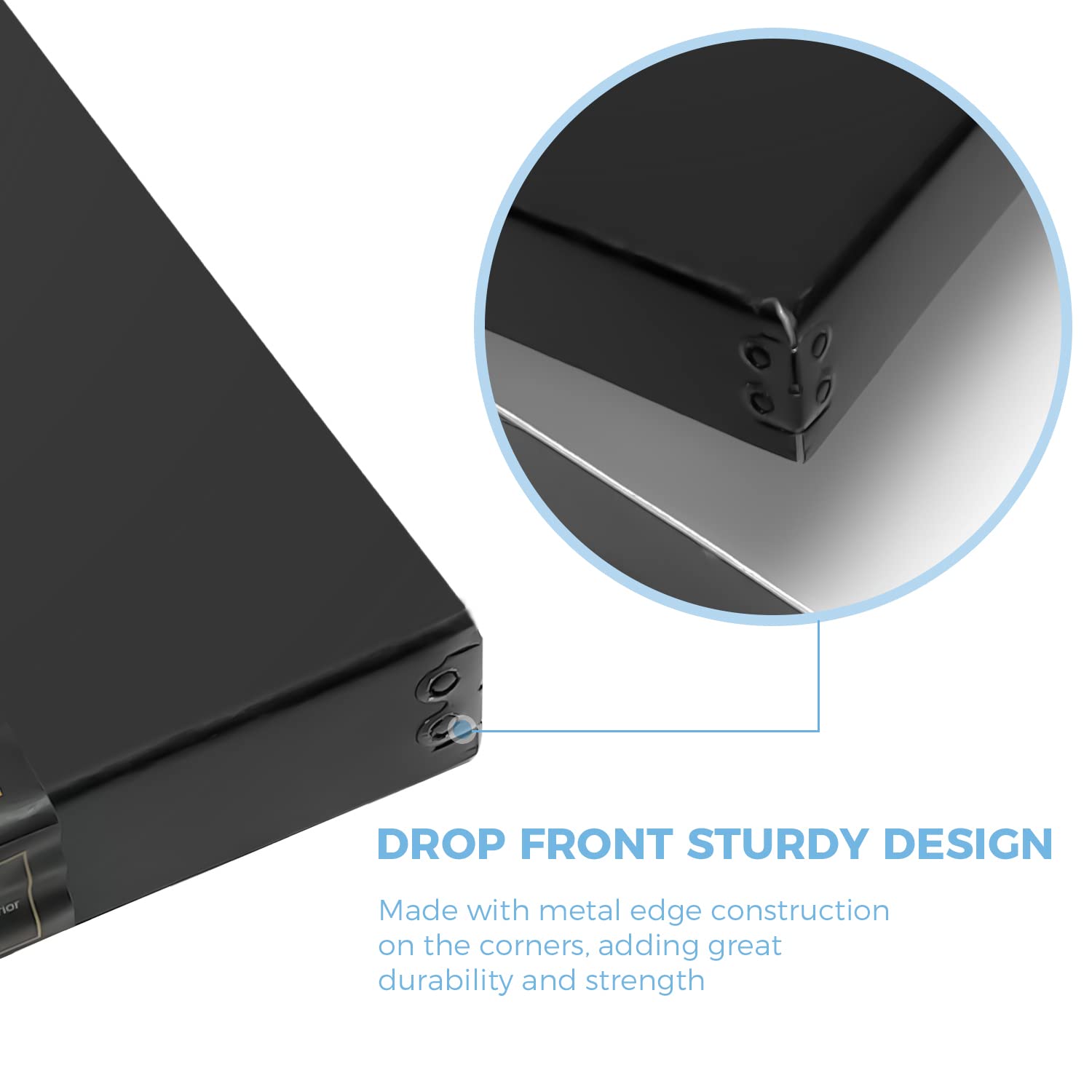 Lineco, Black 13X19 Museum Storage Box Removable Lid And Drop Front Design 13.5' X 19.5' X 1.5'. Archival With Metal Edge. Preserve Longevity, Photos, Documents, Cards, Magazines, Prints, Pack Of 2