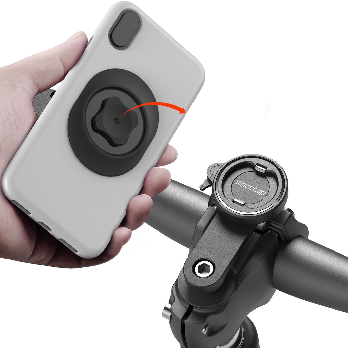 Sincetop Universal Bike Phone Mount, Aluminum Stem Cap Phone Holder For Mountain And Road Bicycles, Quick Connect Riding Clip St