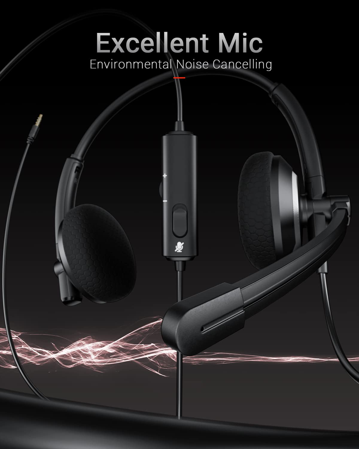 Awatrue Wired Headset With Microphone For Pc Laptop   3.5Mm Jack On Ear Headphones With Noise Cancelling Microphone For Boom Sky