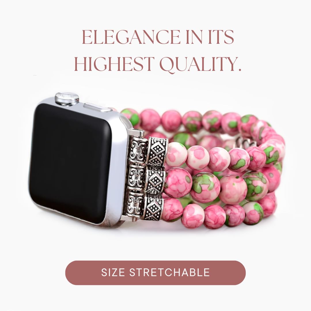 Cape Diablo Smart Watch Band For Women - Handmade Gemstone Strap - Compatible With 38Mm-45Mm Apple Faces (Eternal Love, Large -
