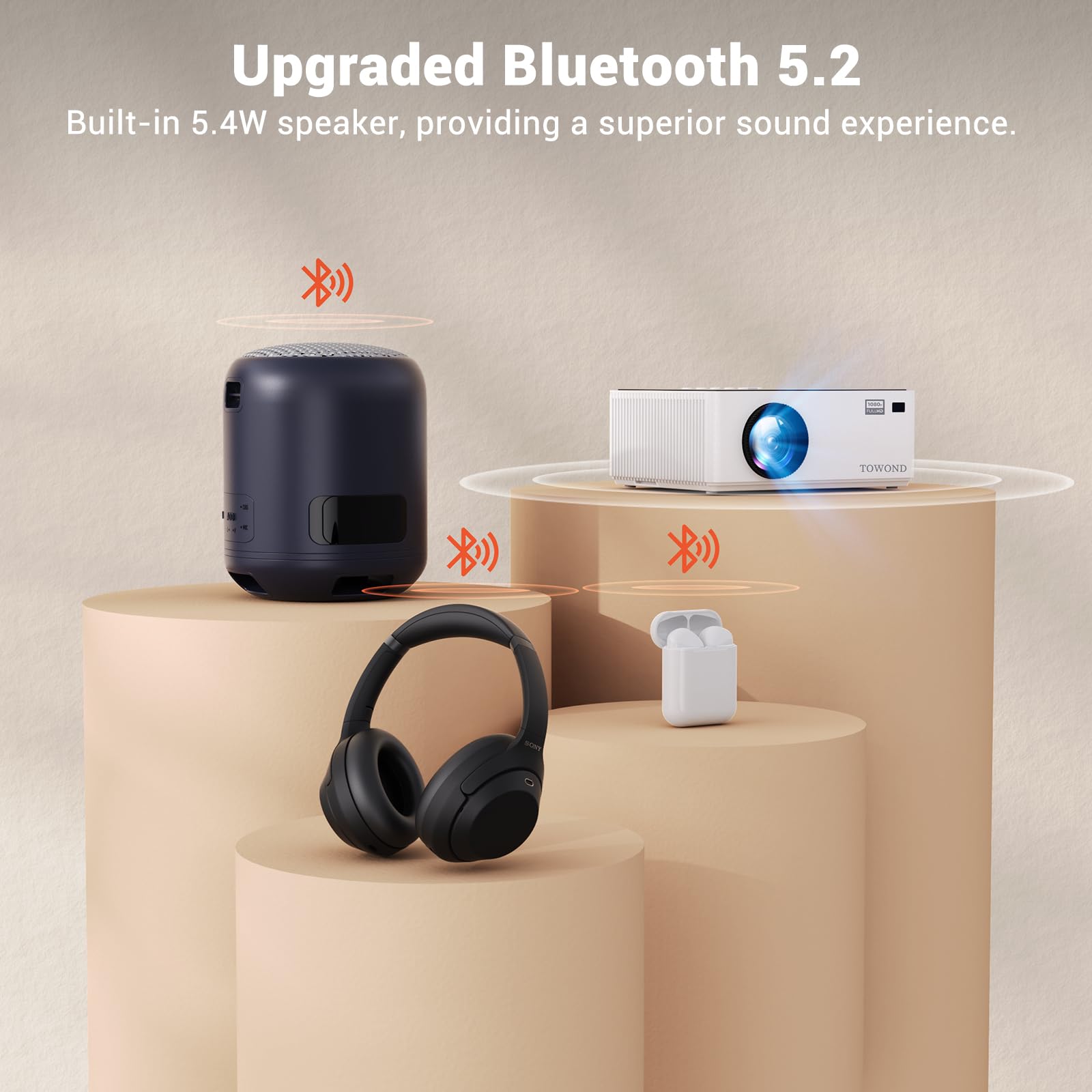 Mini Projector With Android Tv 11.0, Towond Smart Projector With Wifi And Bluetooth, Portable Native 1080P Projector Built In Ne