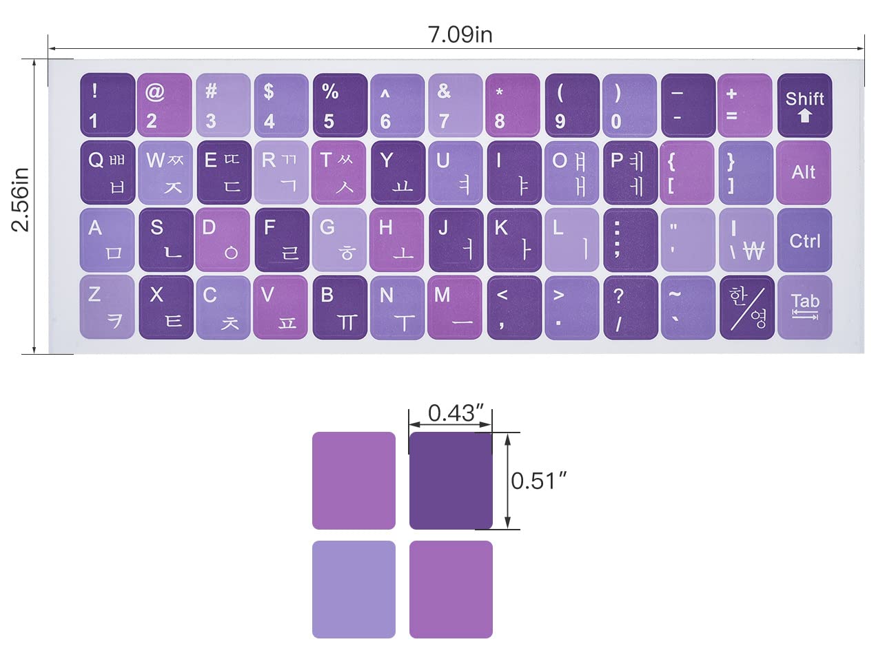 2Pack Korean Keyboard Stickers, Korean English Keyboard Sticker On Purple Background With White Lettering, Korean Keyboard Lette