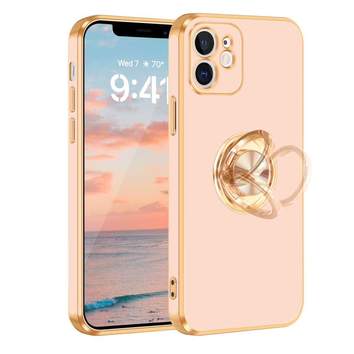 Fingic For Iphone 11 Case,Iphone 11 Case With 360 Ring Holder Phone Case For Women Girls Slim Kickstand Magnetic Support Car Mou