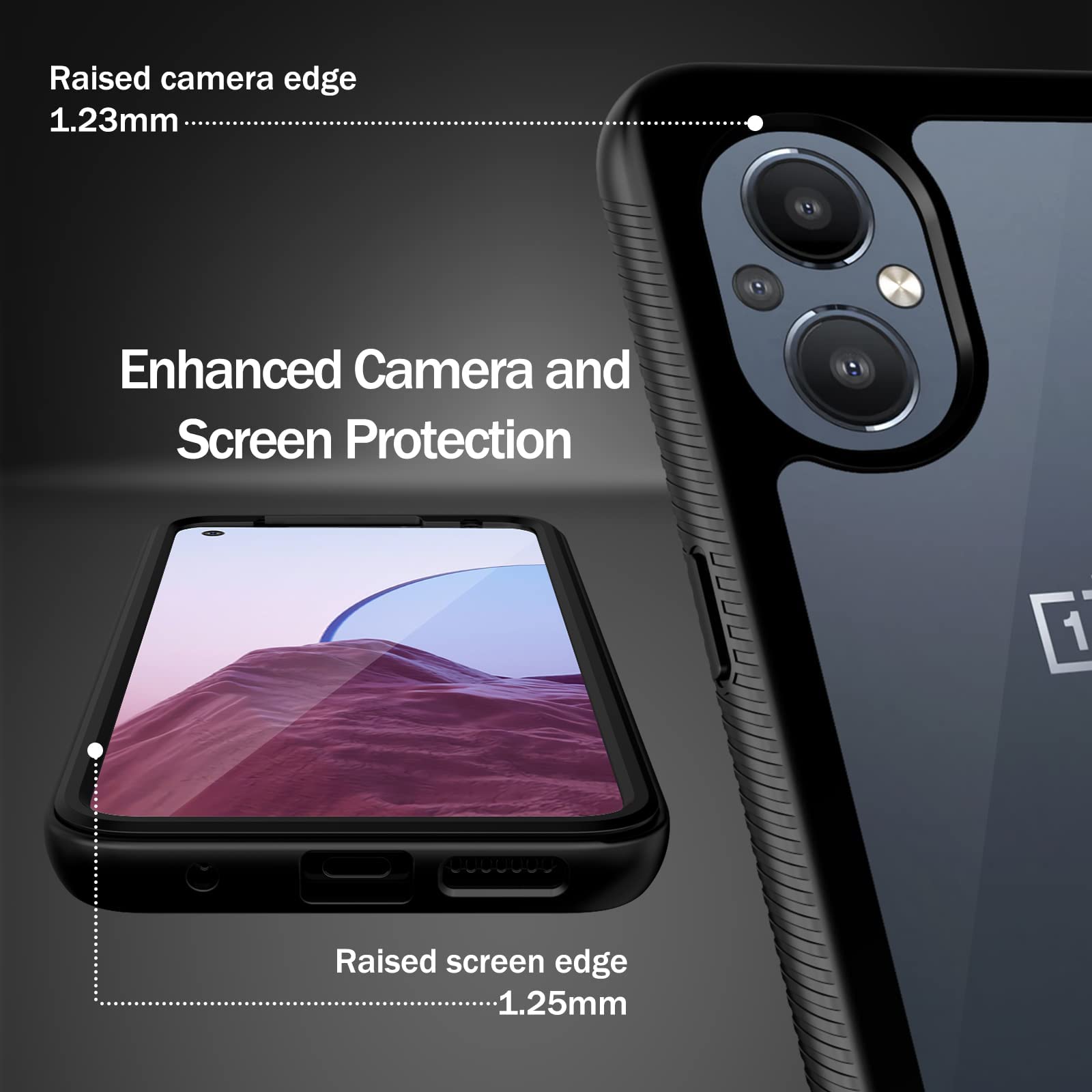 Wahhle Oneplus Nord N20 5G Case, Built In Screen Protector Full Body Shockproof Slim Fit Bumper Protective Phone Cover For 1+ No