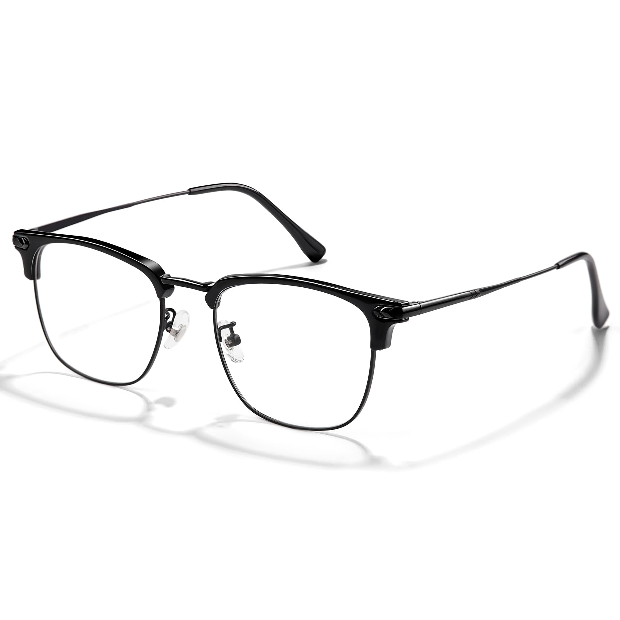 ZanyLen Blue Light Blocking Glasses for Men Metal Browline Computer Gaming Glasses Filter Blue Ray (Black Frame)