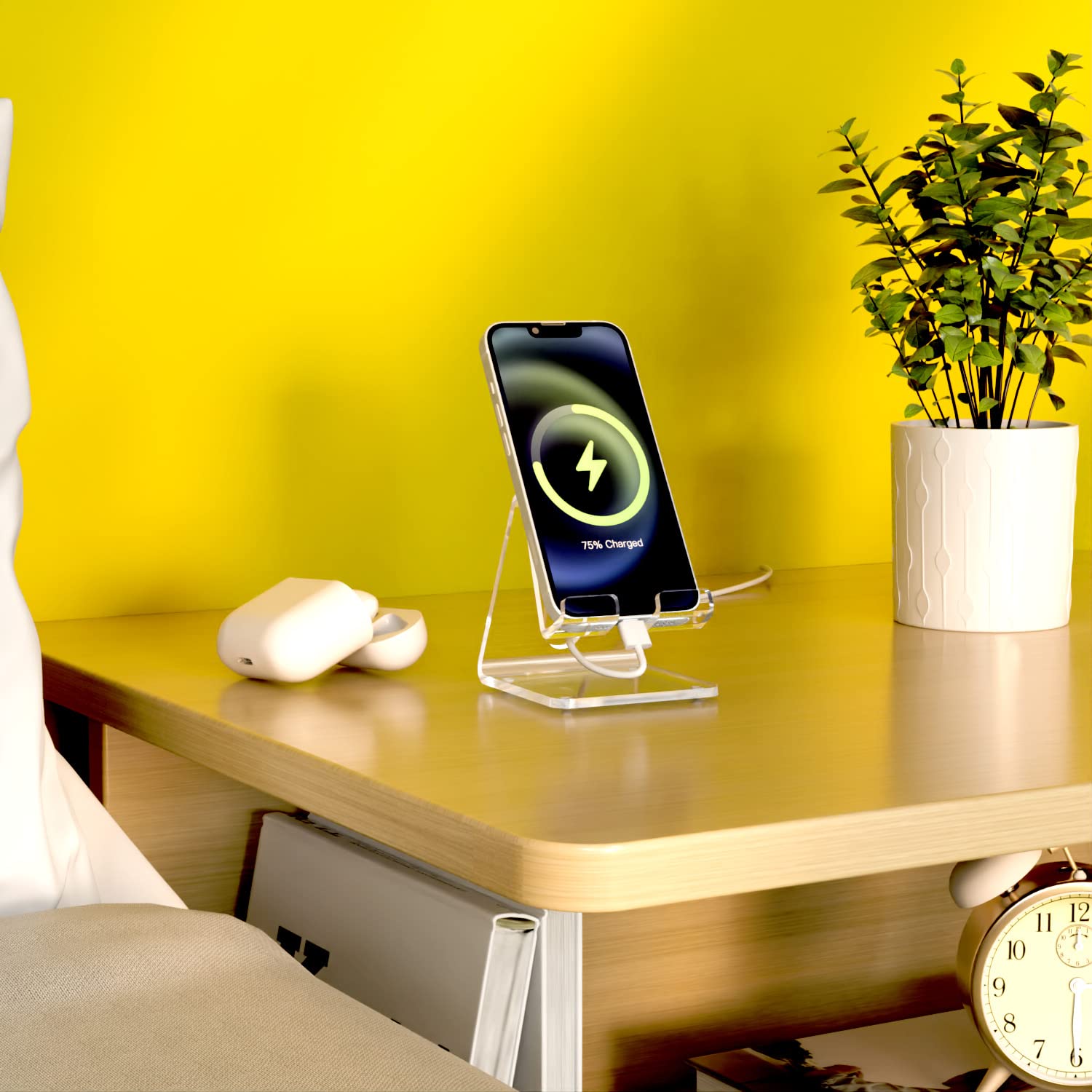 Ktrio Acrylic Cell Phone Stand, Clear Phone Holder, Transparent Phone Stand For Desk Phone Dock Cradle Compatible With Iphone 14