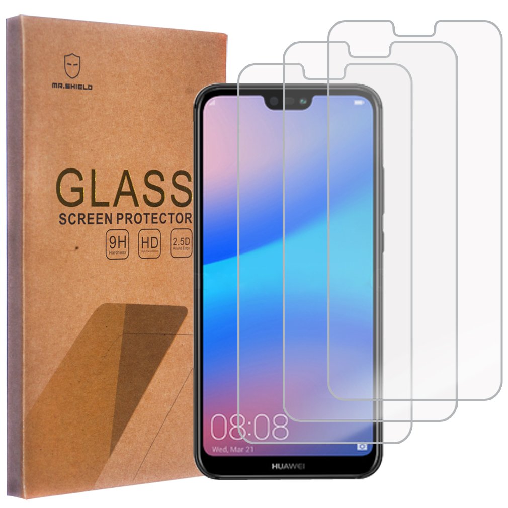 Mr.Shield [3 Pack] Designed For Huawei Nova 3E [Tempered Glass] Screen Protector [Japan Glass With 9H Hardness] With Lifetime Re