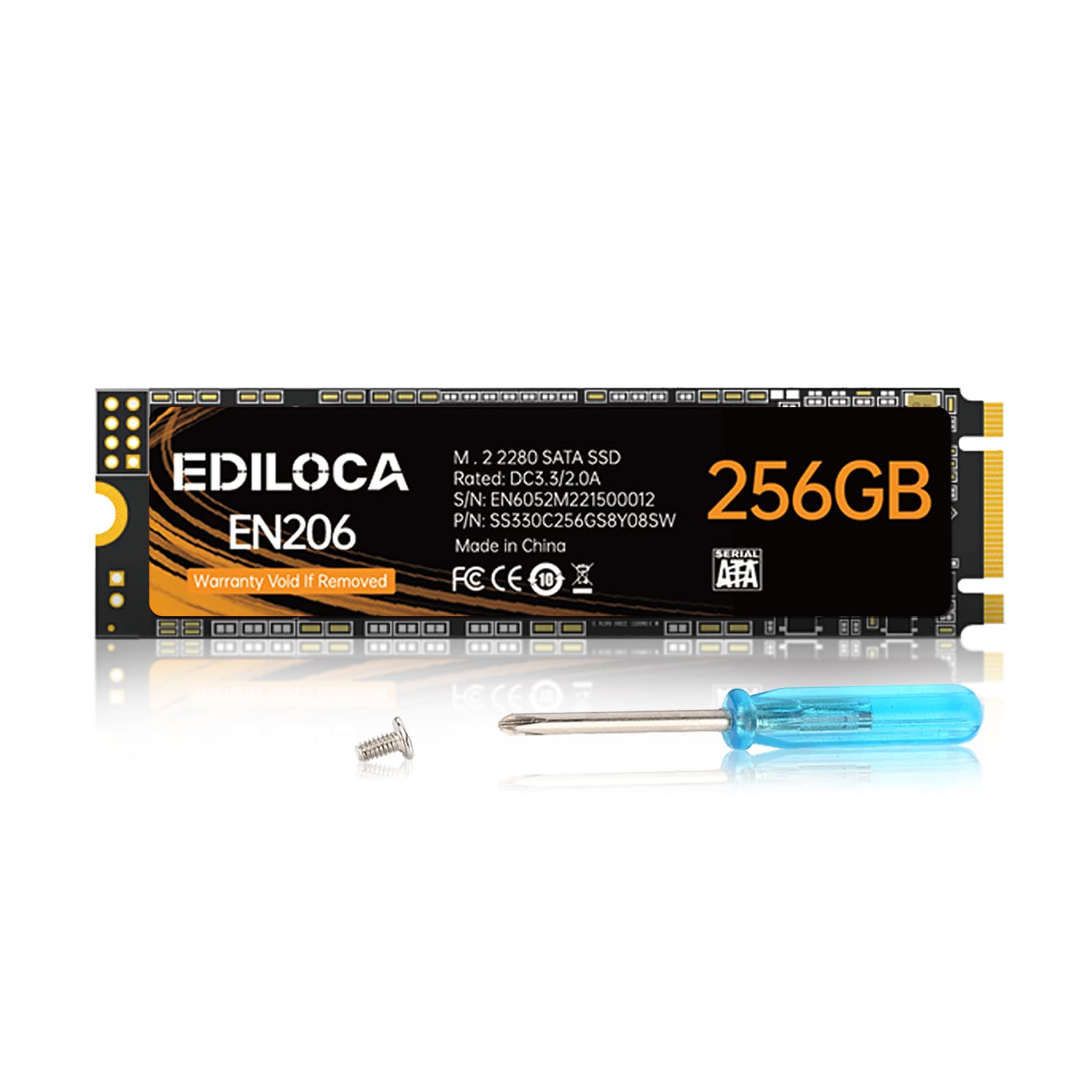 Ediloca En206 256Gb 3D Nand Tlc M.2 Ssd, M.2 2280 Sata Iii 6Gb/S Ssd Internal Hard Drive, Read/Write Speed Up To 550/460 Mb/S, C