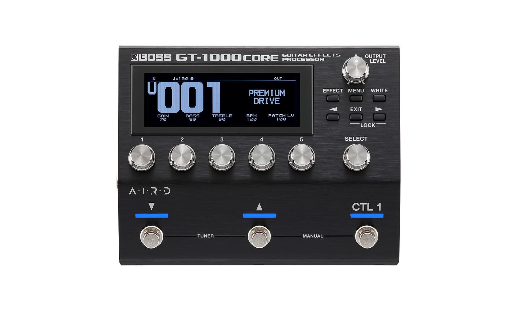 Boss Gt 1000Core Guitar Effects Processor Bundle With Power Supply, Instrument Cable, Patch Cable, And Picks