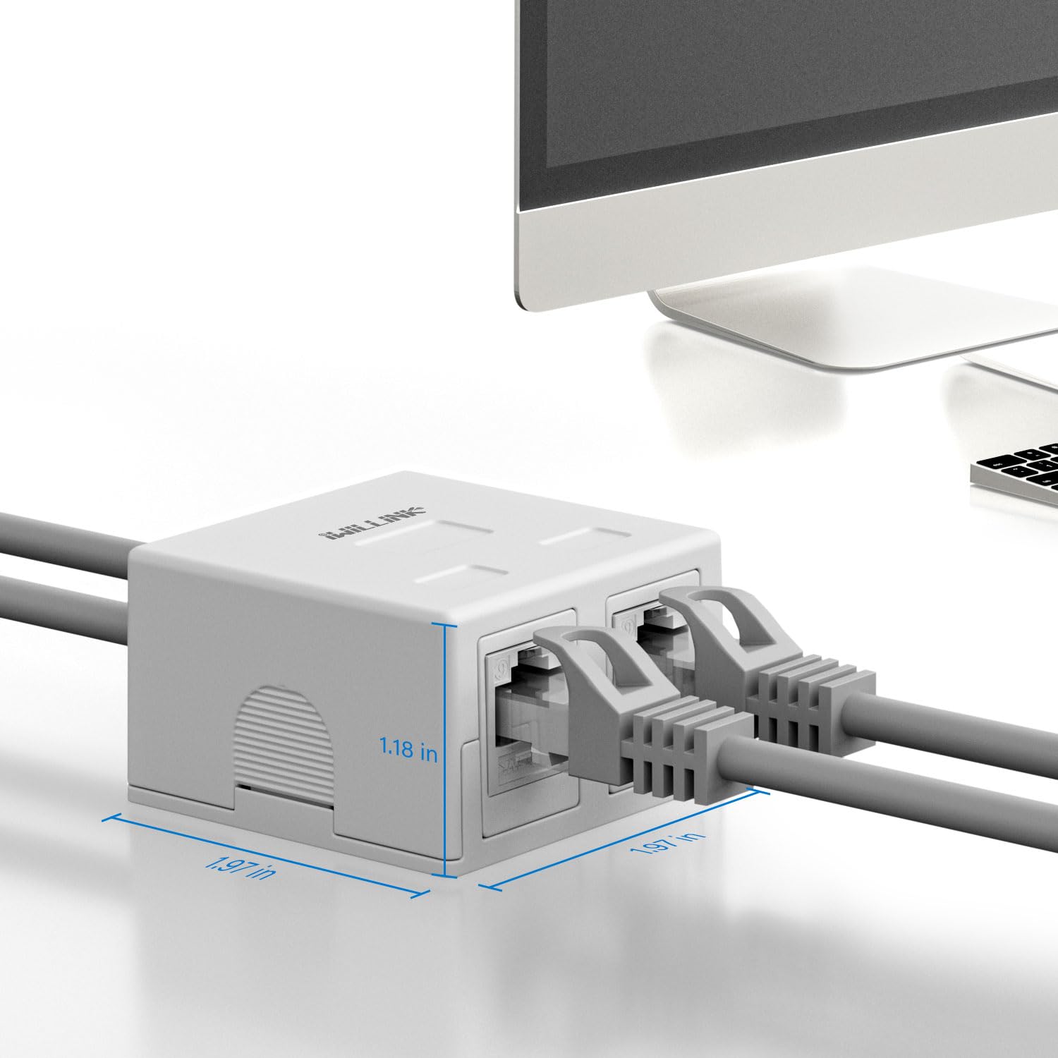 Iwillink 2 Port Keystone Jack Surface Mount Box, White 5 Pack