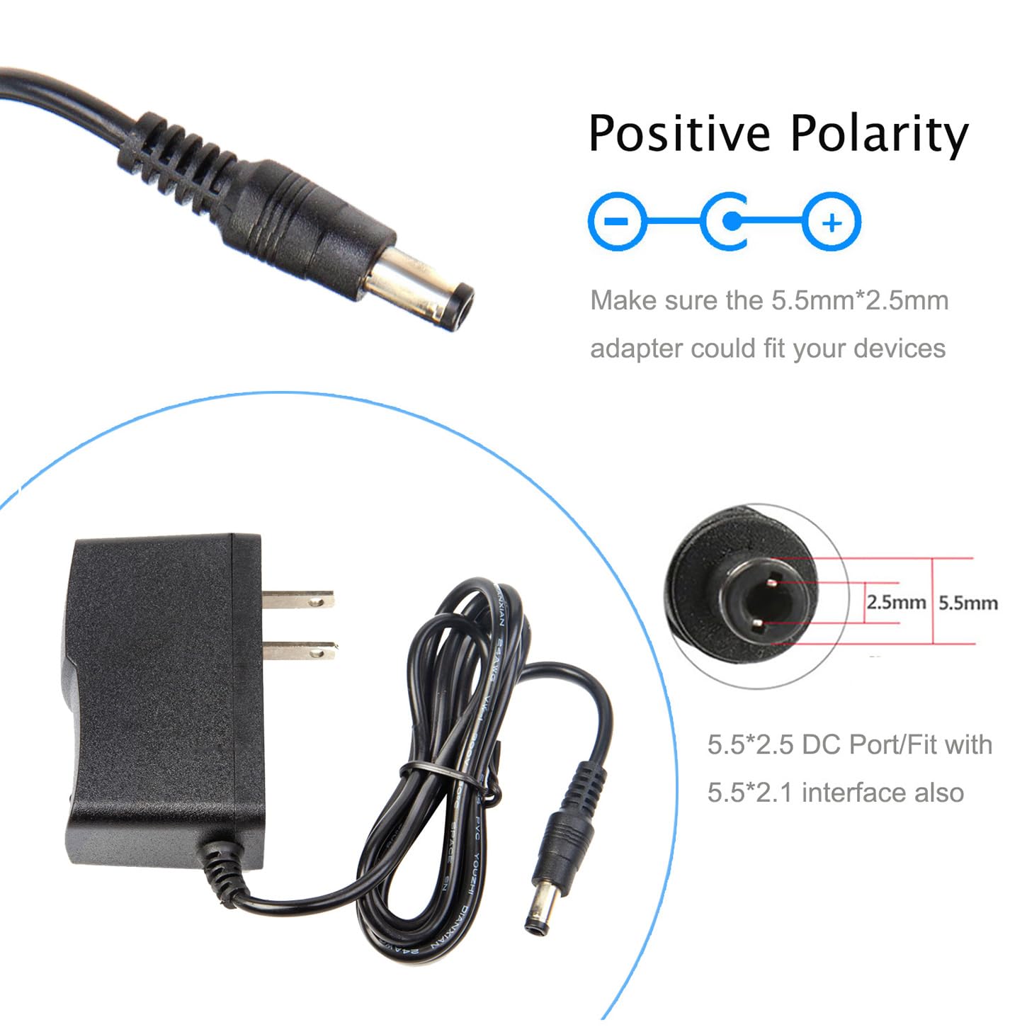 Coolm Ac To Dc 12V 500Ma Power Supply Adapter 100 240V 50 60Hz To 12V 0.5A Charger 6W 5.5Mm X 2.5Mm Dc Plug For Cctv Security Ca