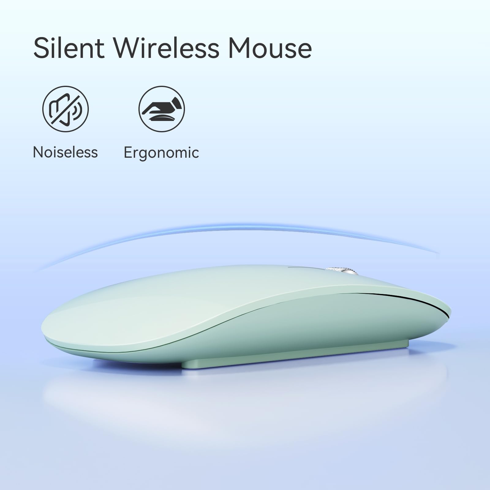 Tenmos M18 Bluetooth Mouse, Usb C Rechargeable Wireless Mouse, Triple Mode (Dual Bluetooth+Usb) Computer Silent Mice Portable With Usb Receiver And Type C Adapter For Laptop/Macbook/Ipad/Pc   Green