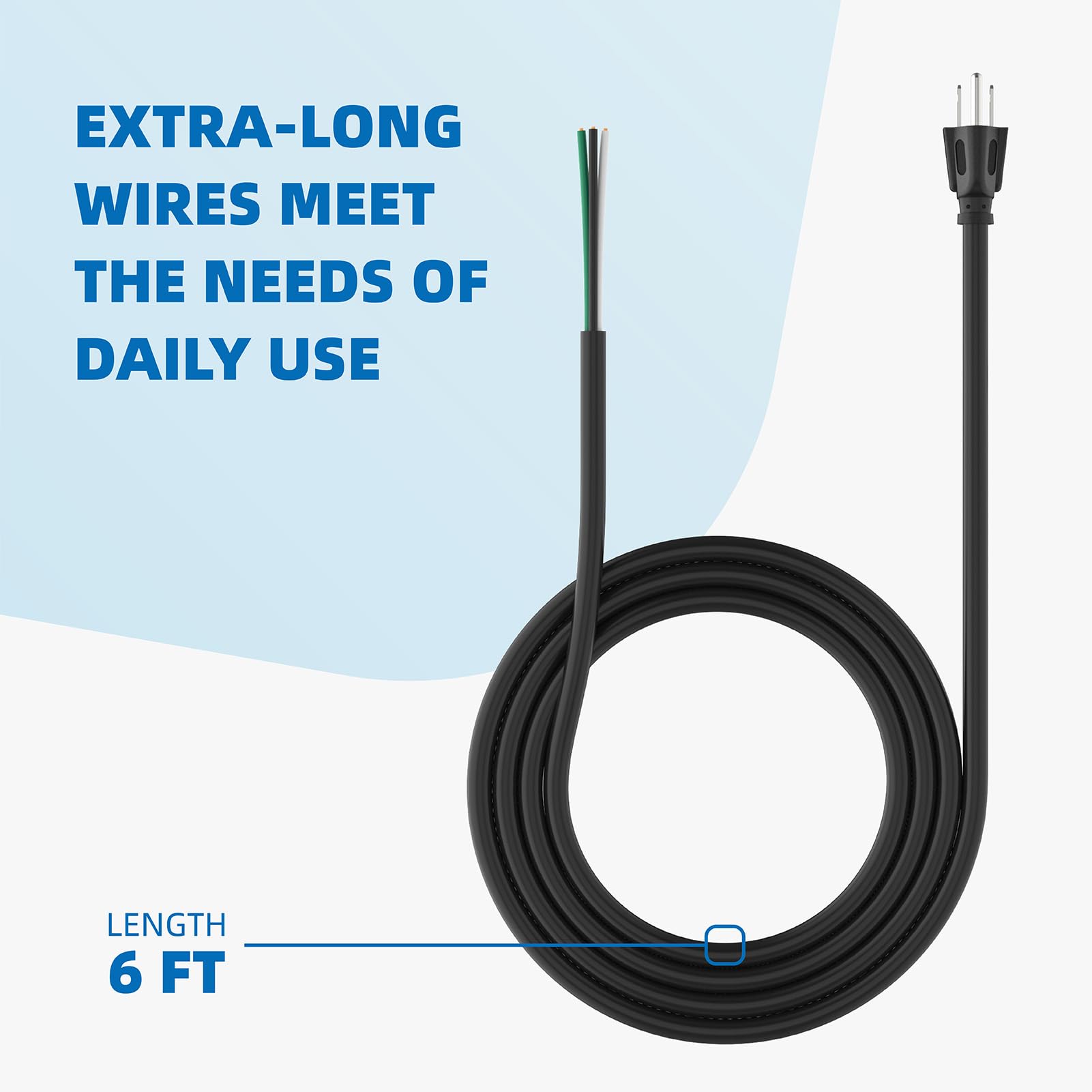 6Ft 14 Gauge 3 Prong Heavy Duty Replacement Power Supply Cord Cable   Heavy Duty Power Cord For Power Tools, 110V 115V 120V Pigt