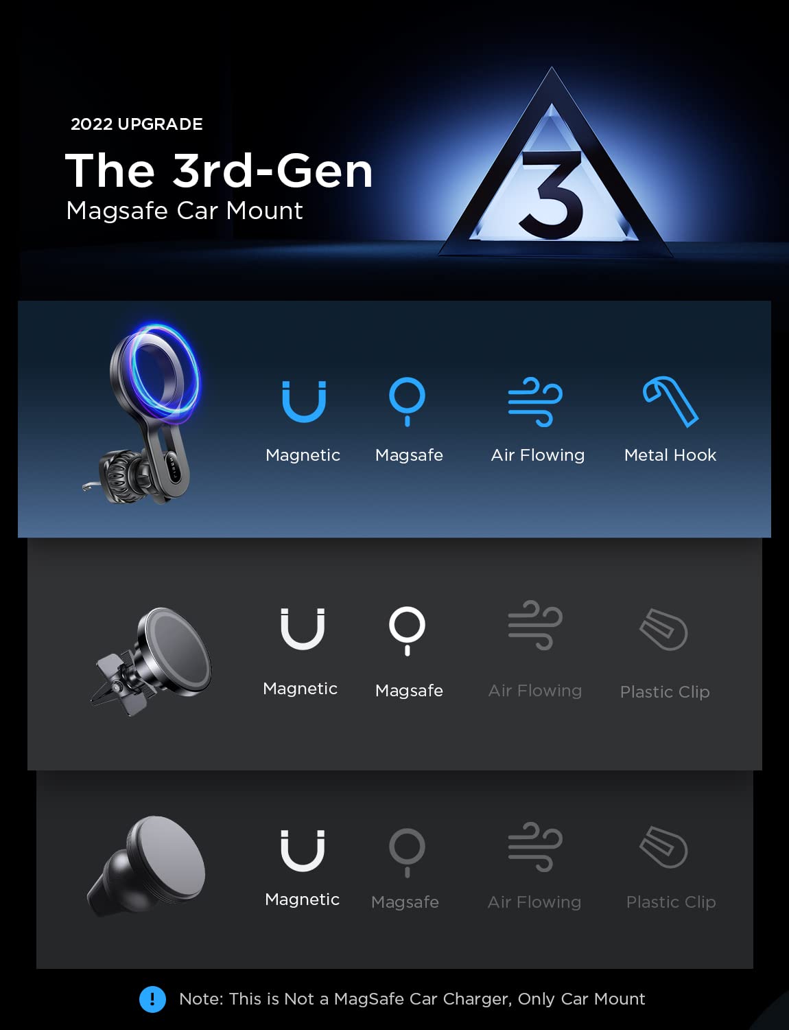 Lisen For Iphone 16 Magsafe Car Mount, [Quick Install] Ultra Magnetic Long Arm Mag Safe Car Phone Holder Vent, Car Accessories F