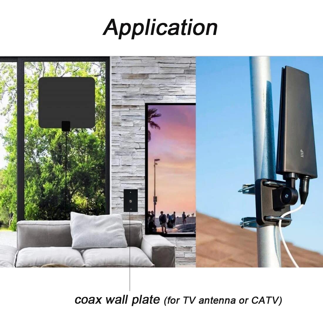 Boplat 1 Port Coax Cable Wall Plate Glossy Black   Single Gang Coaxial Cable Outlet Cover Plate For Cable Tv/Antenna