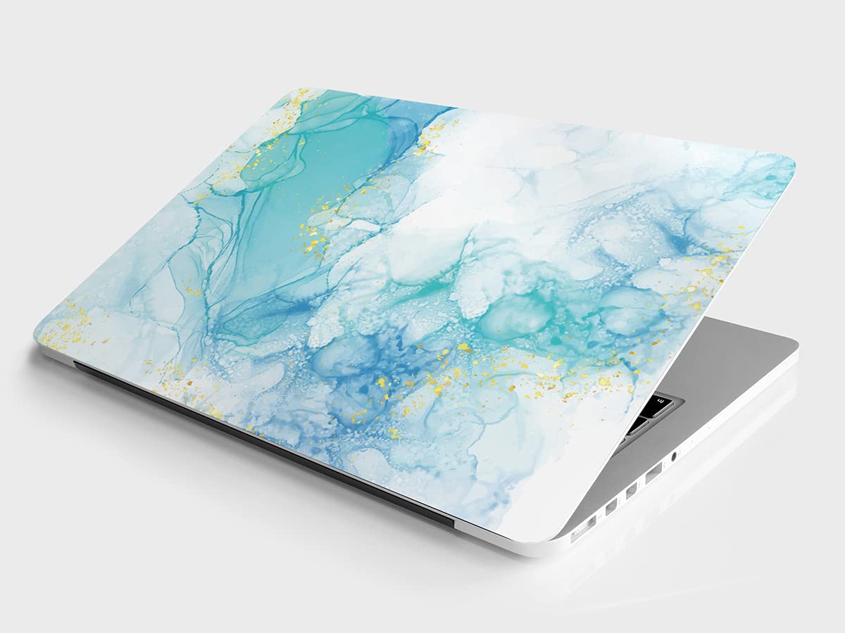 DWELLSINDIA Marble Skin/Sticker for Laptops Upto 15.6 Inch Suitable for HP, Lenovo, Dell, Acer, Asus (HD Quality, Aqua)