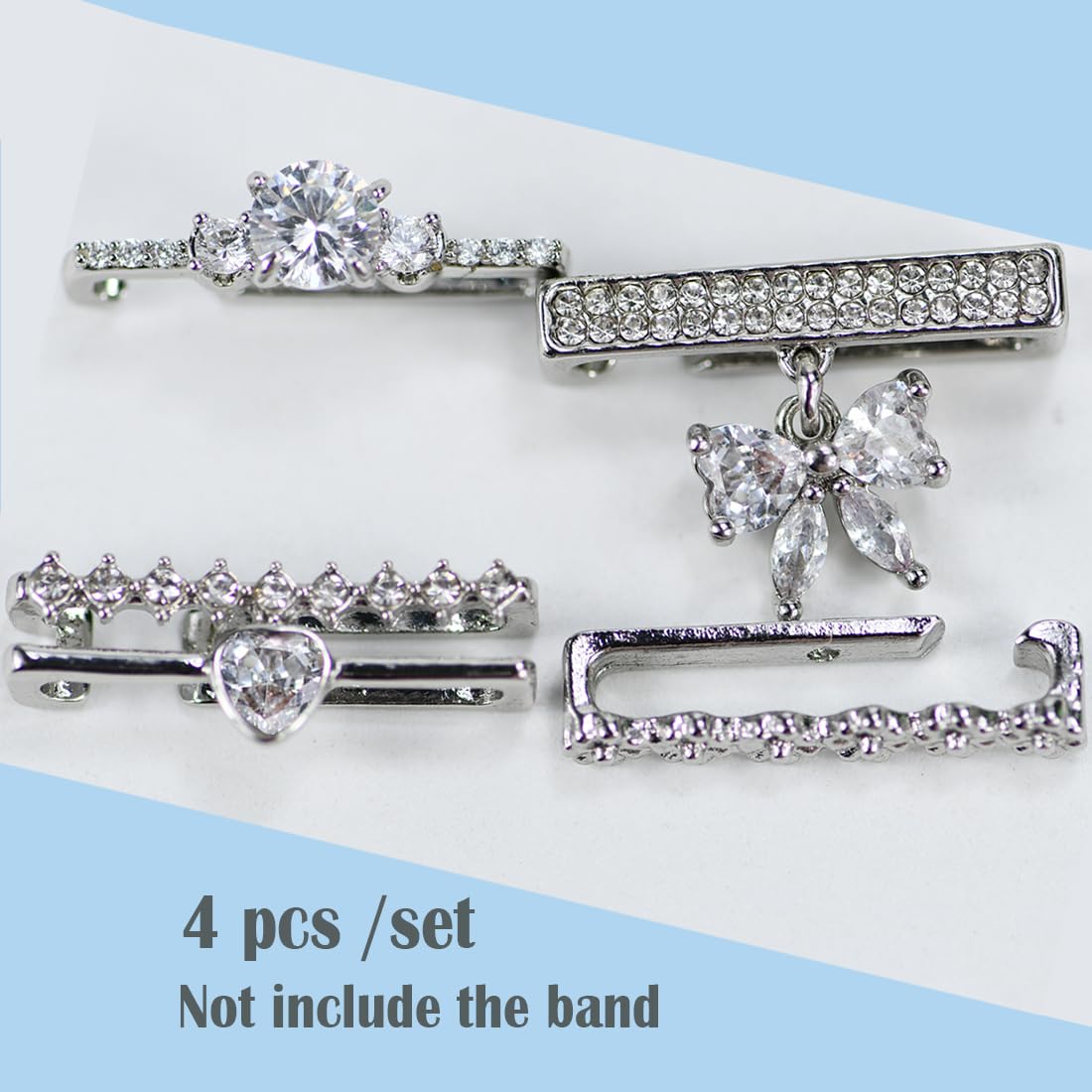 Sunoreek Silver Watch Band Charms For Apple Women, Iwatch Bands Charms , Heart Decorative Rings Loops For Apple Watch Silicone B