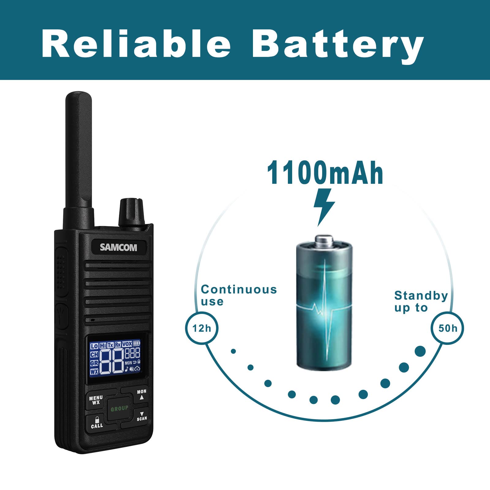 Samcom Gmrs Walkie Talkies Long Range, Type C Rechargeable Two Way Radio With Earpiece For Adults, 2 Way Radios Handheld Two Way Radios With Usb Base Charger For Camping (4 Pack, Black)