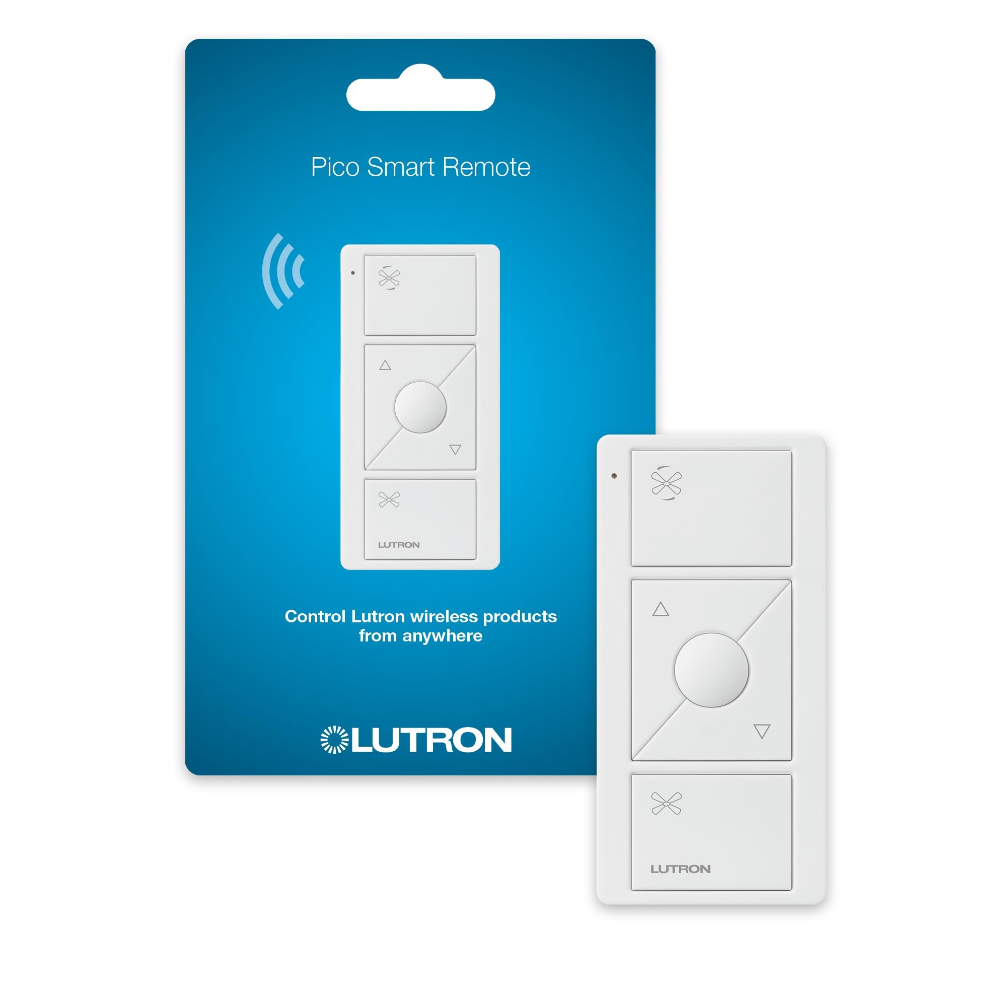 Lutron Pico Remote for Caseta Smart Fan Speed Control, 3 Button Control, For Table Top or Wallmount Use, PJ2-3BRL-GWH-F01, White