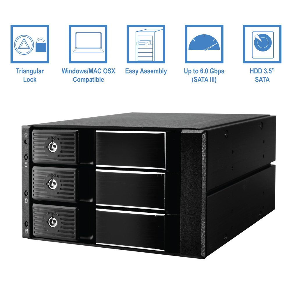 Kingwin Hard Drive Enclosure For Computer Pc Case Internal 3 Bay Hot Swap For 3.5    Hdd Ssd, Sata Backplane Aluminum Trayless M