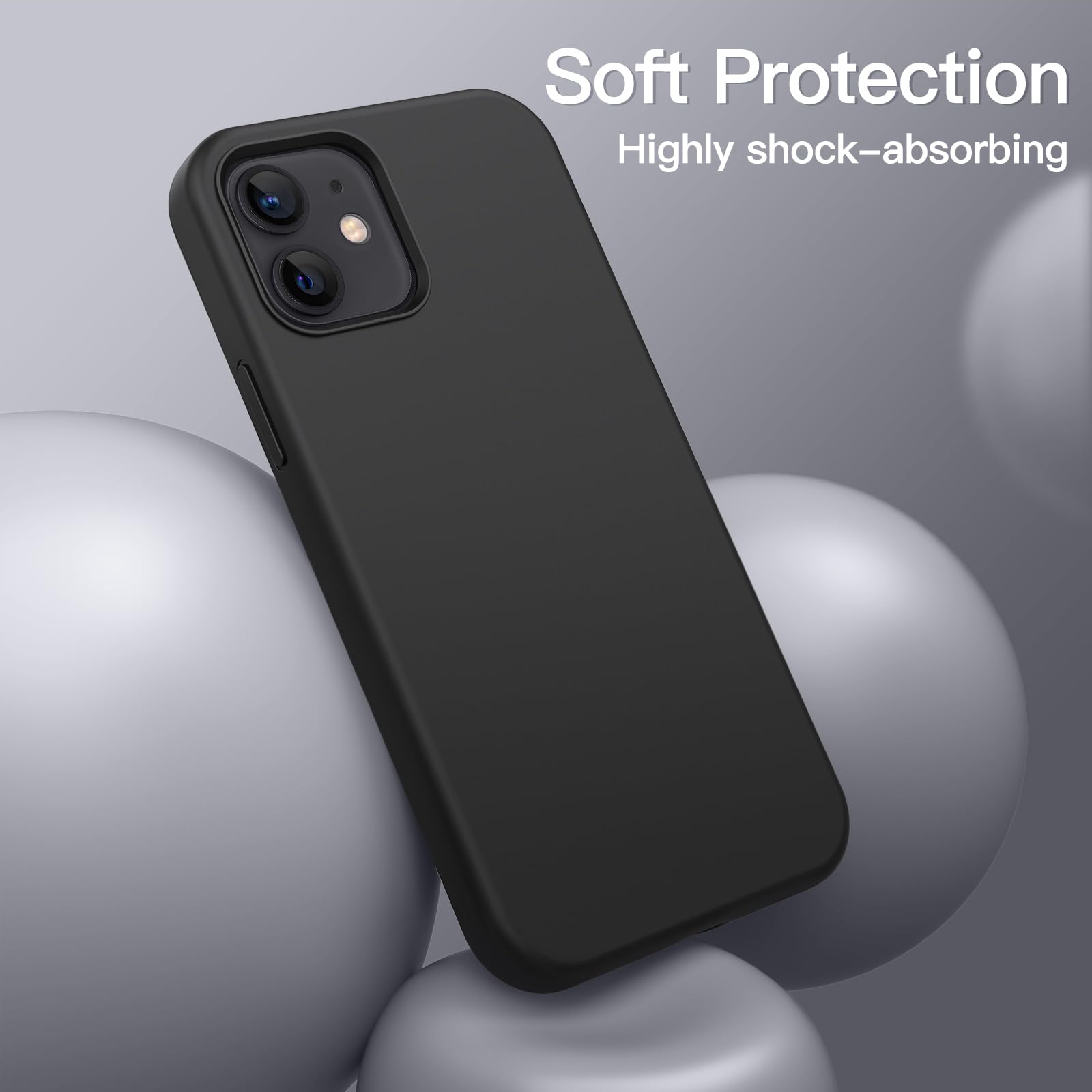 Jetech Silicone Case For Iphone 12/12 Pro 6.1 Inch, Silky Soft Touch Full Body Protective Phone Case, Shockproof Cover With Micr