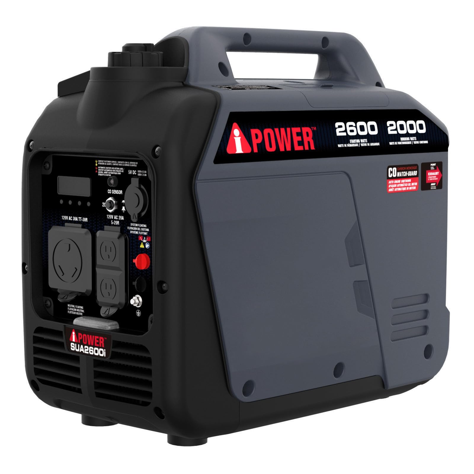 A-iPower Quiet Inverter Generator, 2600W RV Ready, EPA & CARB Compliant CO Sensor, Portable Ultra-Light Weight For Backup Home U