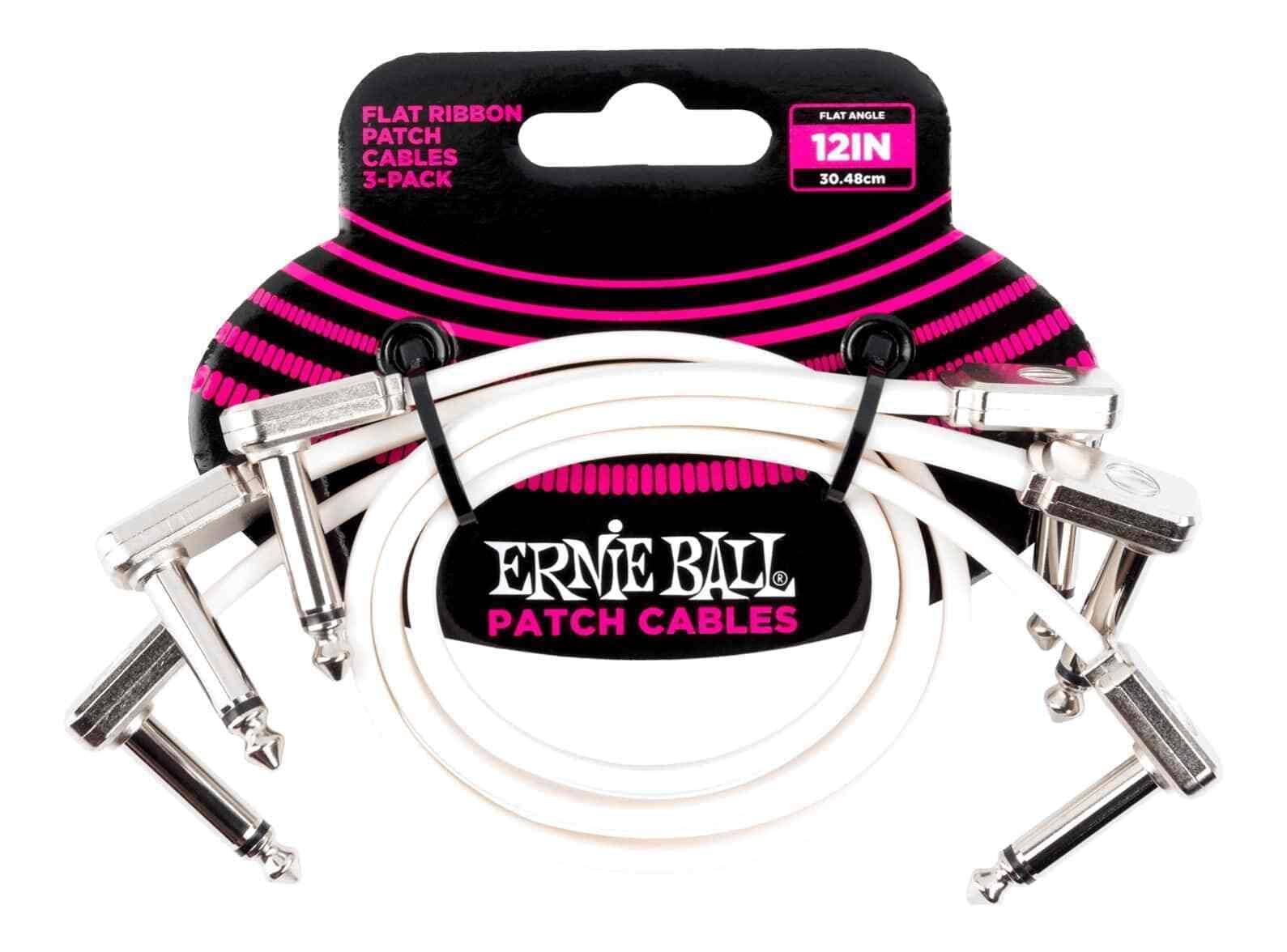 Ernie Ball Flat Ribbon Patch Cable 3 Pack, 6In, White (P06385)