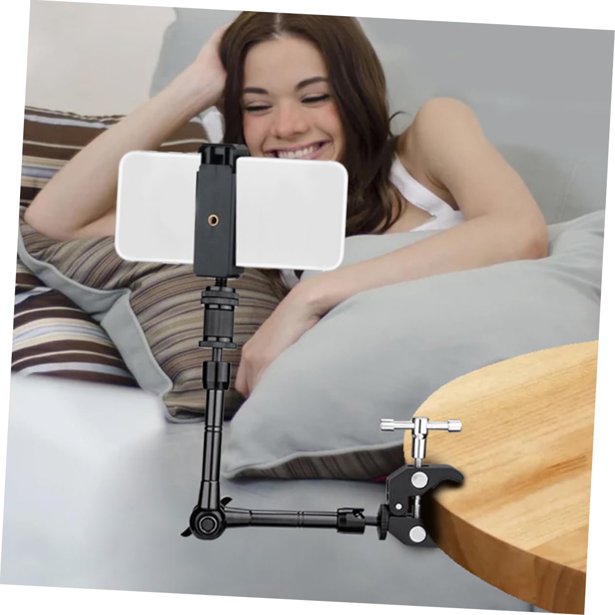 Feltechelectr 1Set Adjustable Phone Holder For Car Desk Compact Mobile Phone Stand With Sturdy Structure Rotatable Design Easy S