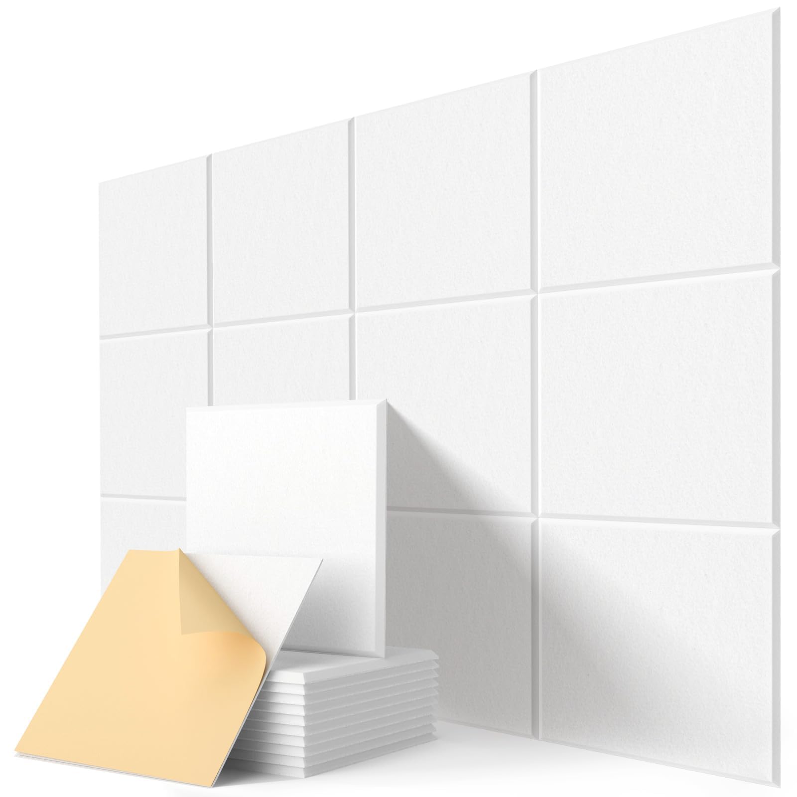 Soundproof Wall Panels, Kuchoow Acoustic Panels Self Adhesive, 12 Pack Acoustic Wall Panels High Density, Sound Proof Panels For