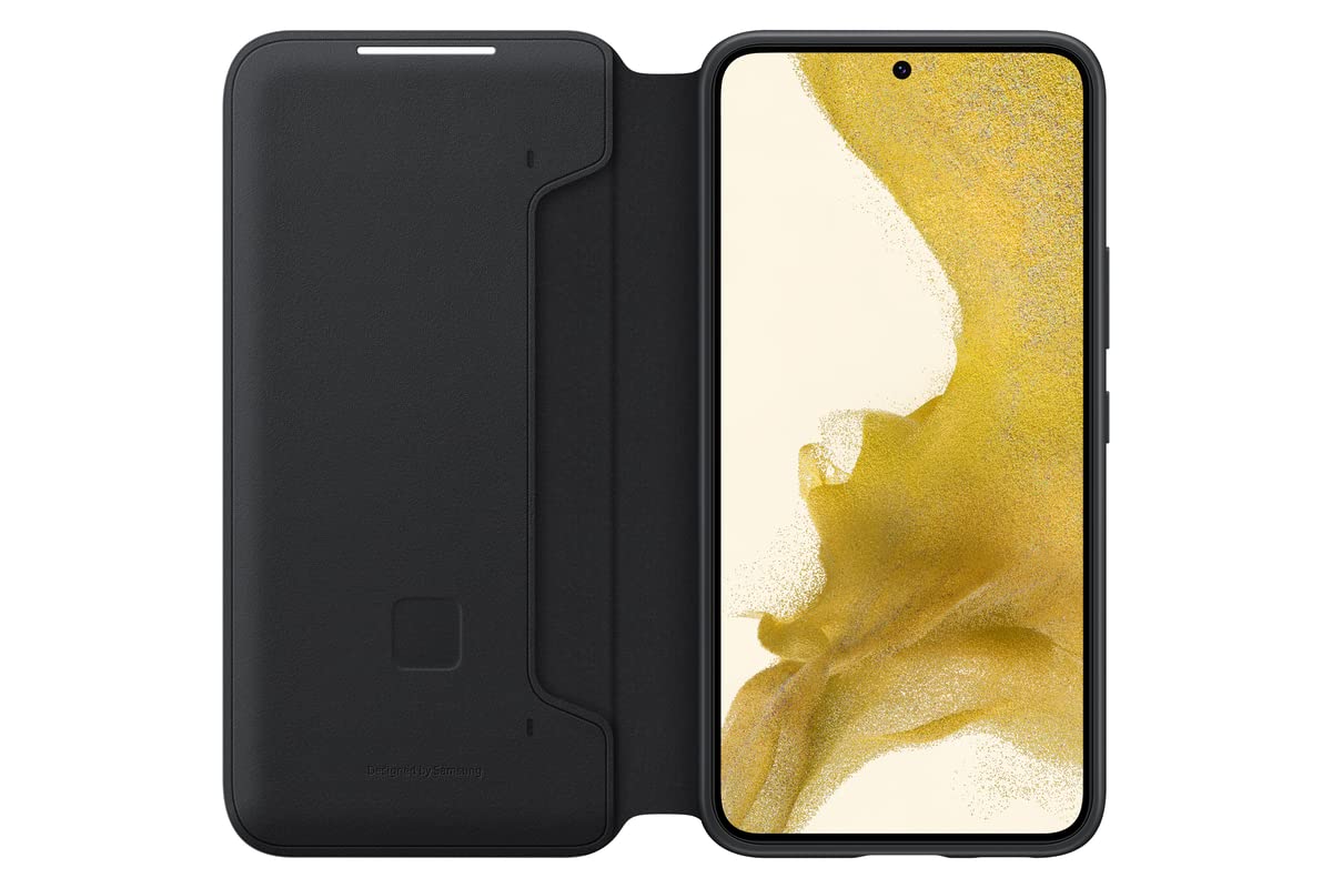 Samsung Galaxy S22 Led View Cover, Protective Phone Case, Tap Control, Card Pocket, Customizable, Shockproof, Us Version, Black,