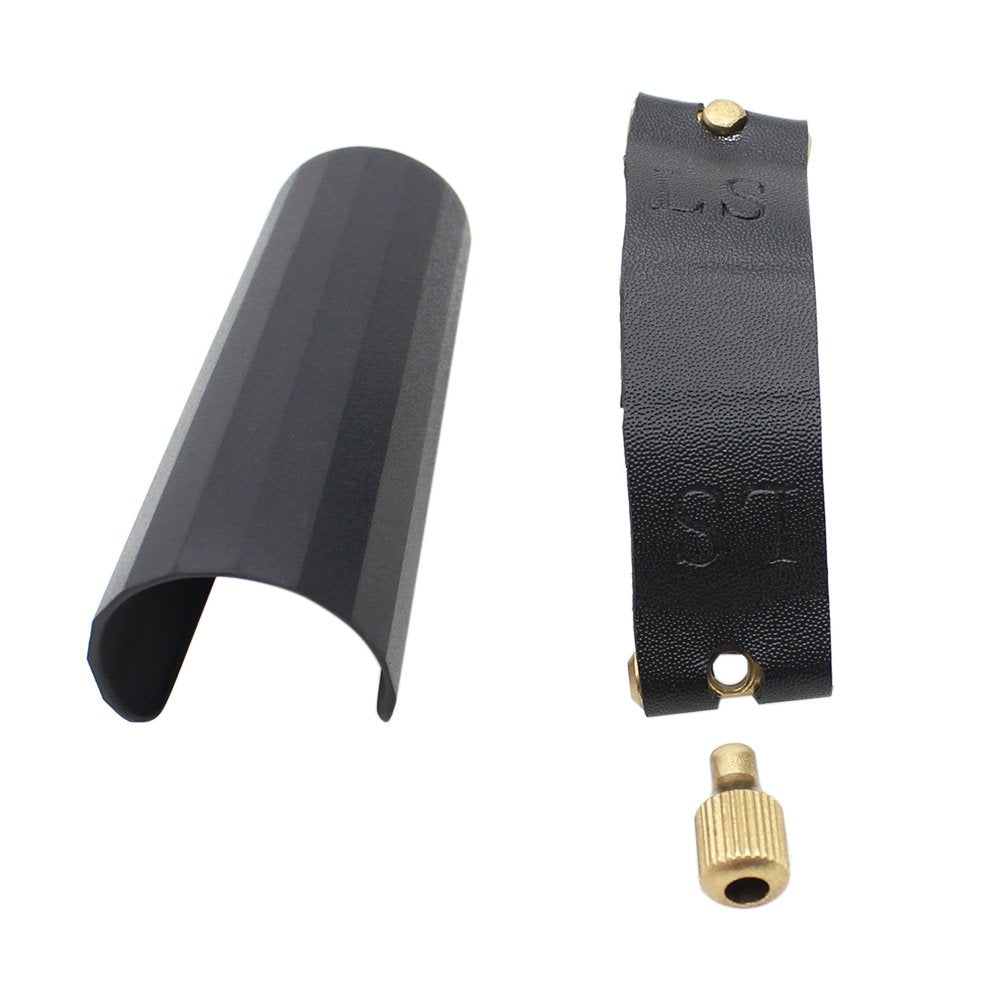 Andoer Leather Ligature Fastener With Plastic Cap For Tenor Sax Saxphone Bakelite Mouthpiece