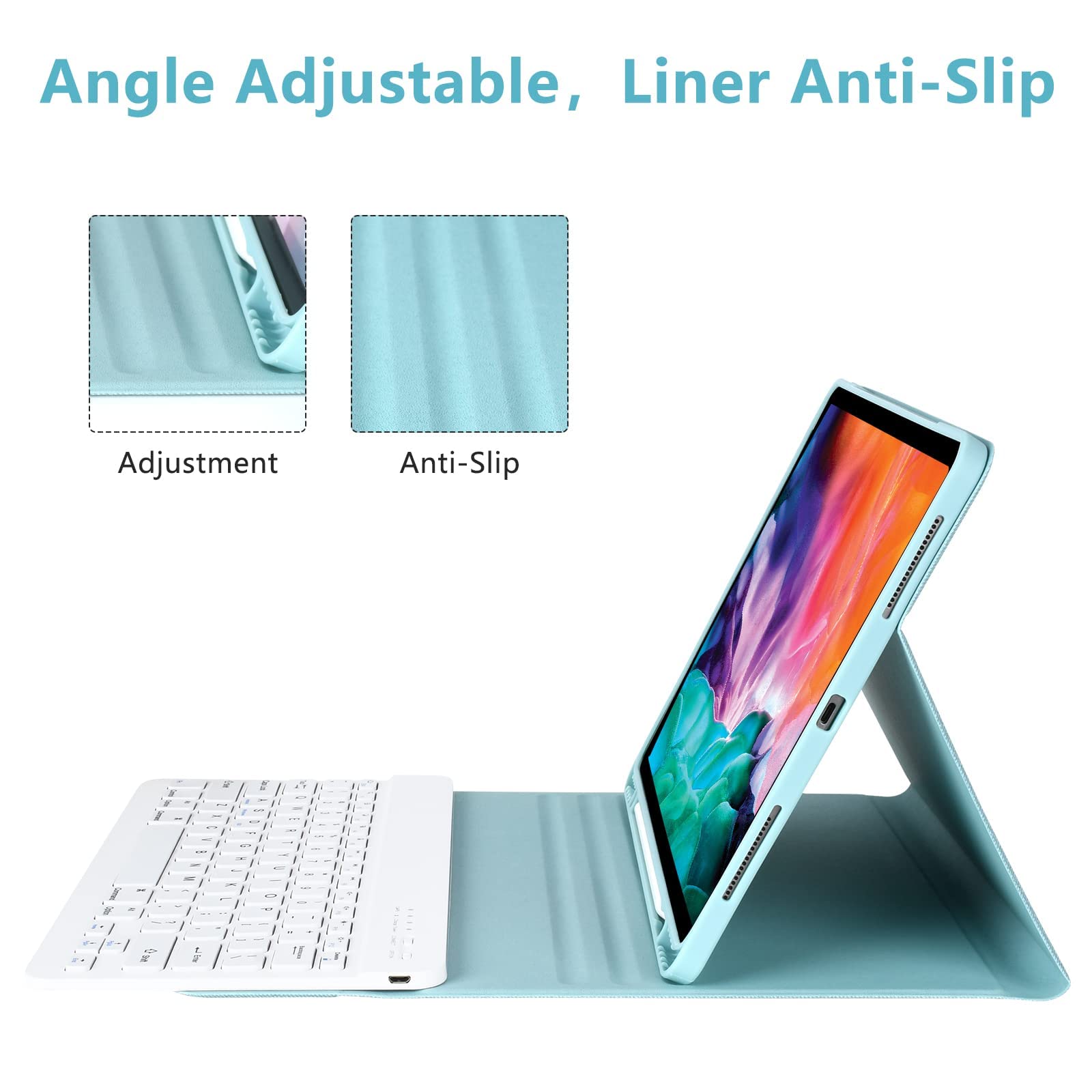 Amzcase For Ipad Air 13 Inch M2 Pro 12.9 Case With Keyboard Fit For Ipad Pro 2022 6Th/2021 5Th Gen,Bluetooth Wireless Magnetic D