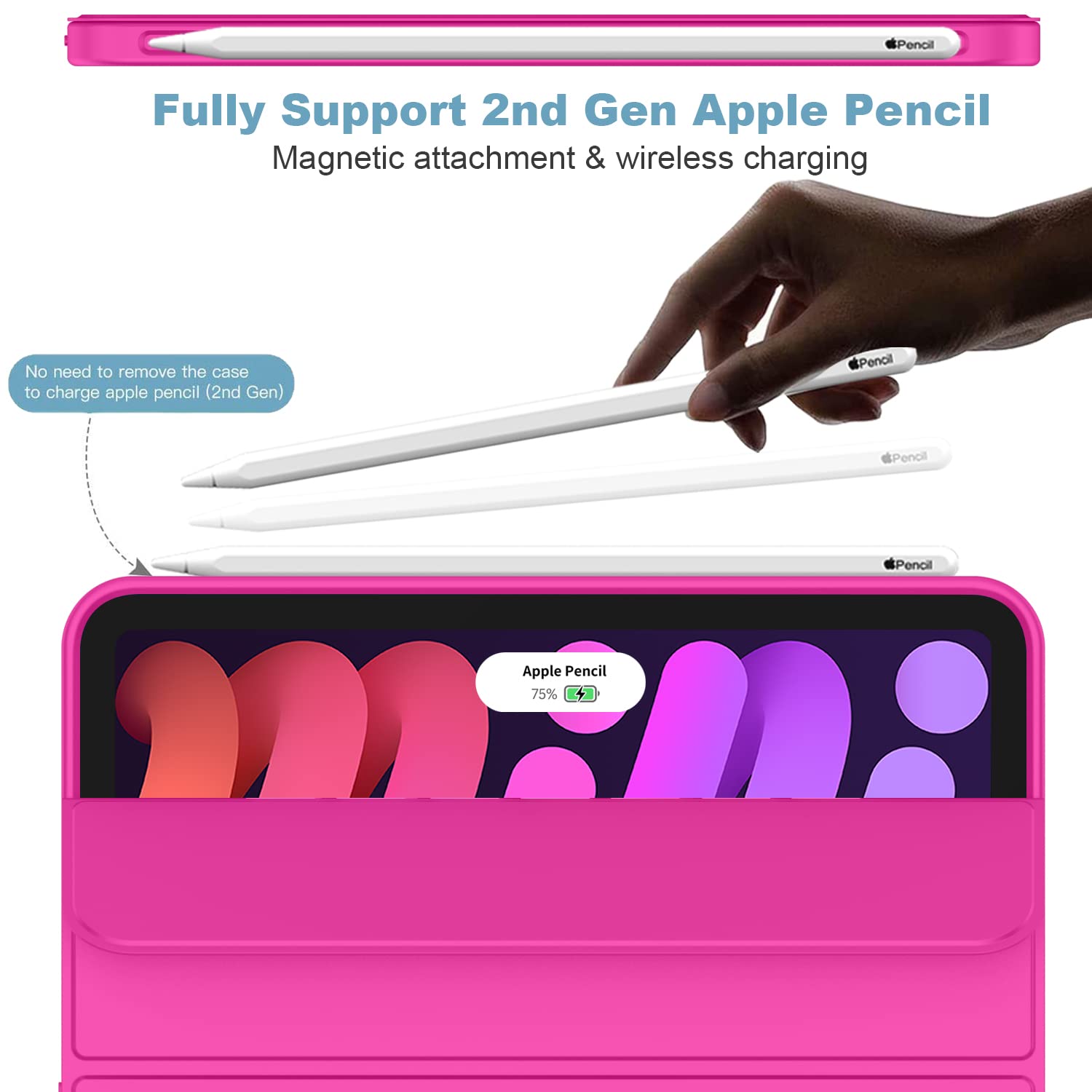 Imieet Ipad Mini 7 Case 2024 (A17 Pro), Ipad Mini 6 Case (8.3 Inch,2021 Model), Ipad Mini 7Th/6Th Generation Case With Pencil Holder, Trifold Stand Smart Case With Soft Tpu Back,Rose Red