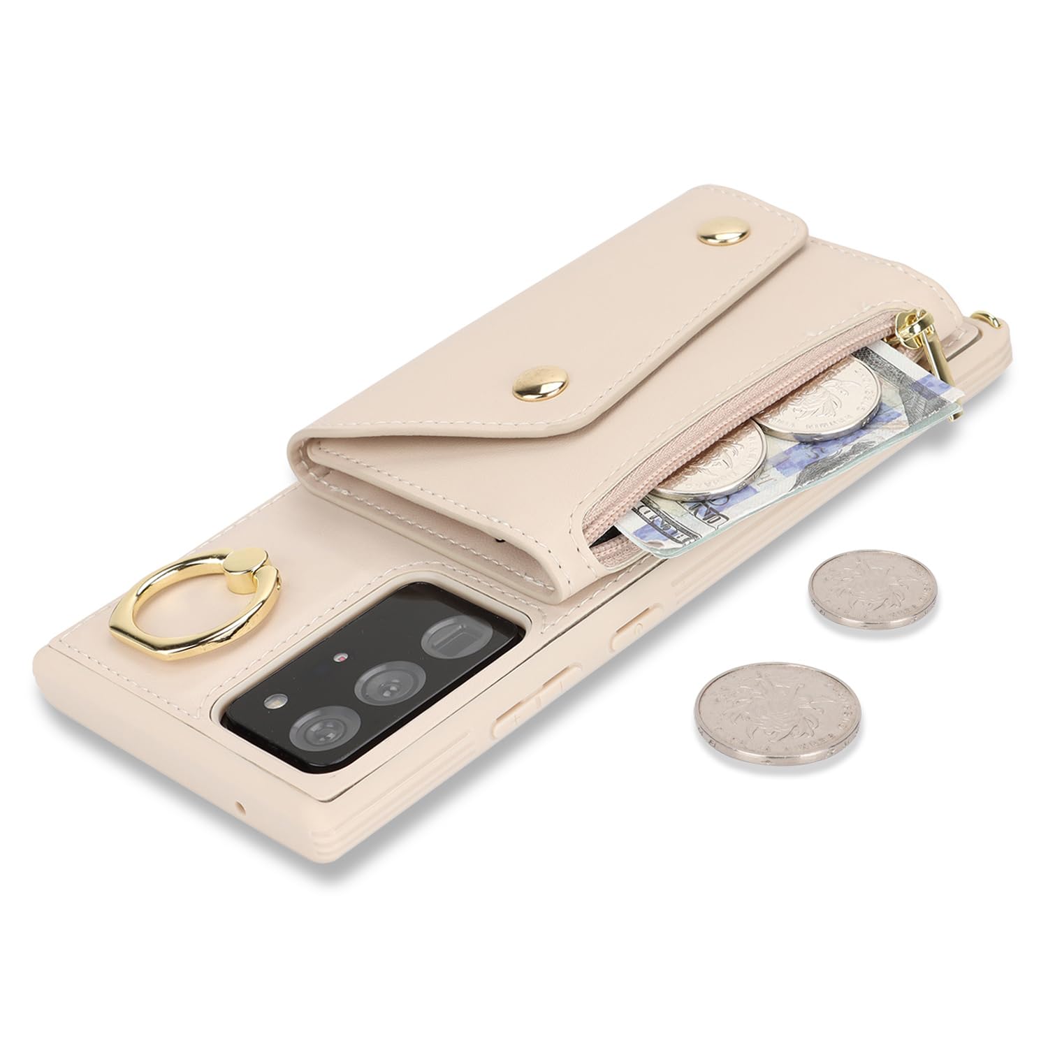 Lipvina For Samsung Galaxy Note 20 Ultra Case With Card Holder And Strap - Zipper Pocket,Crossbody Lanyard Strap,Credit Card Hol