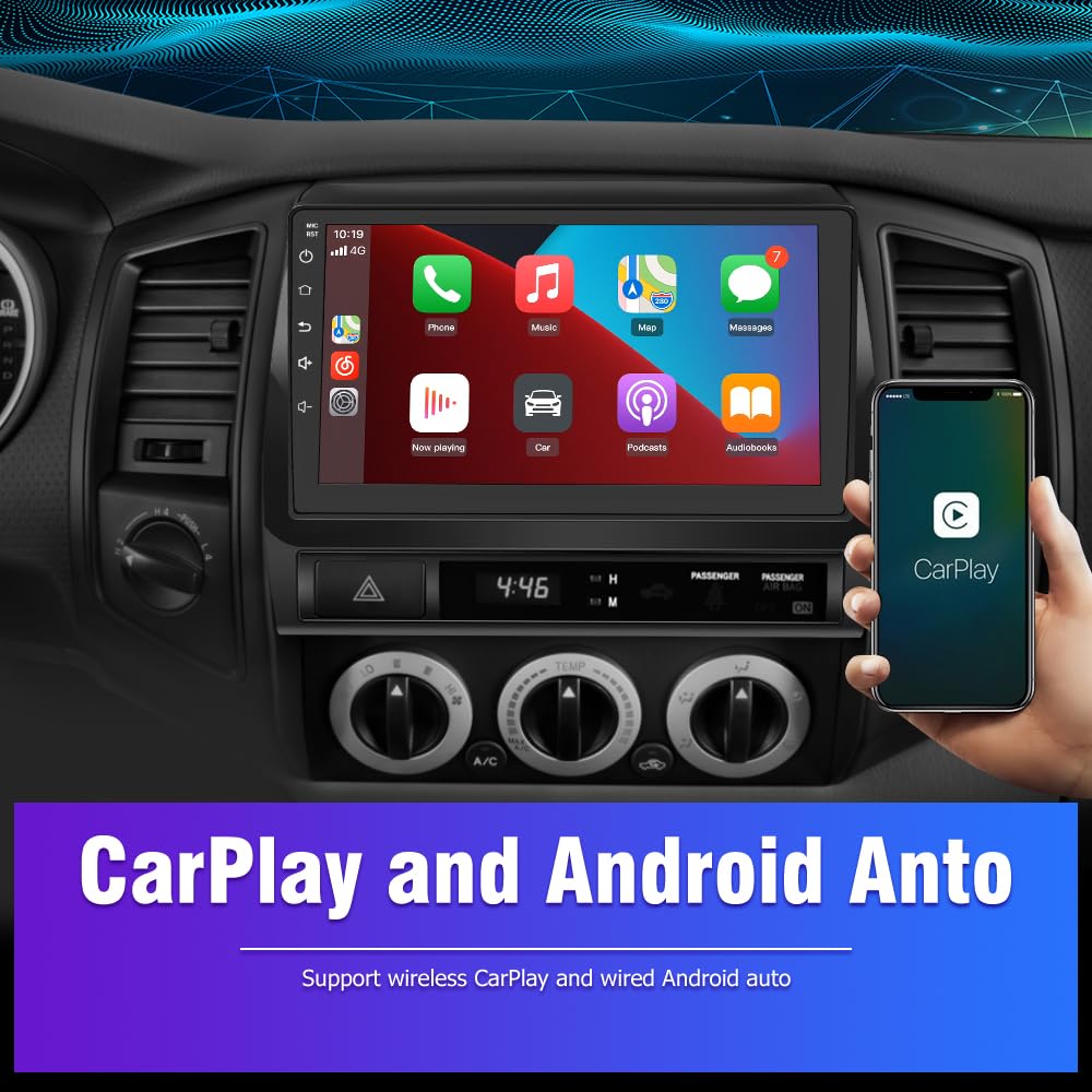 Litillbuly Android 12 2Gb+32Gb Wireless Carplay Receiver For Toyota Tacoma 2005 2015, 9 Inch Touch Screen With Gps/Fm/Wifi/Usb/S