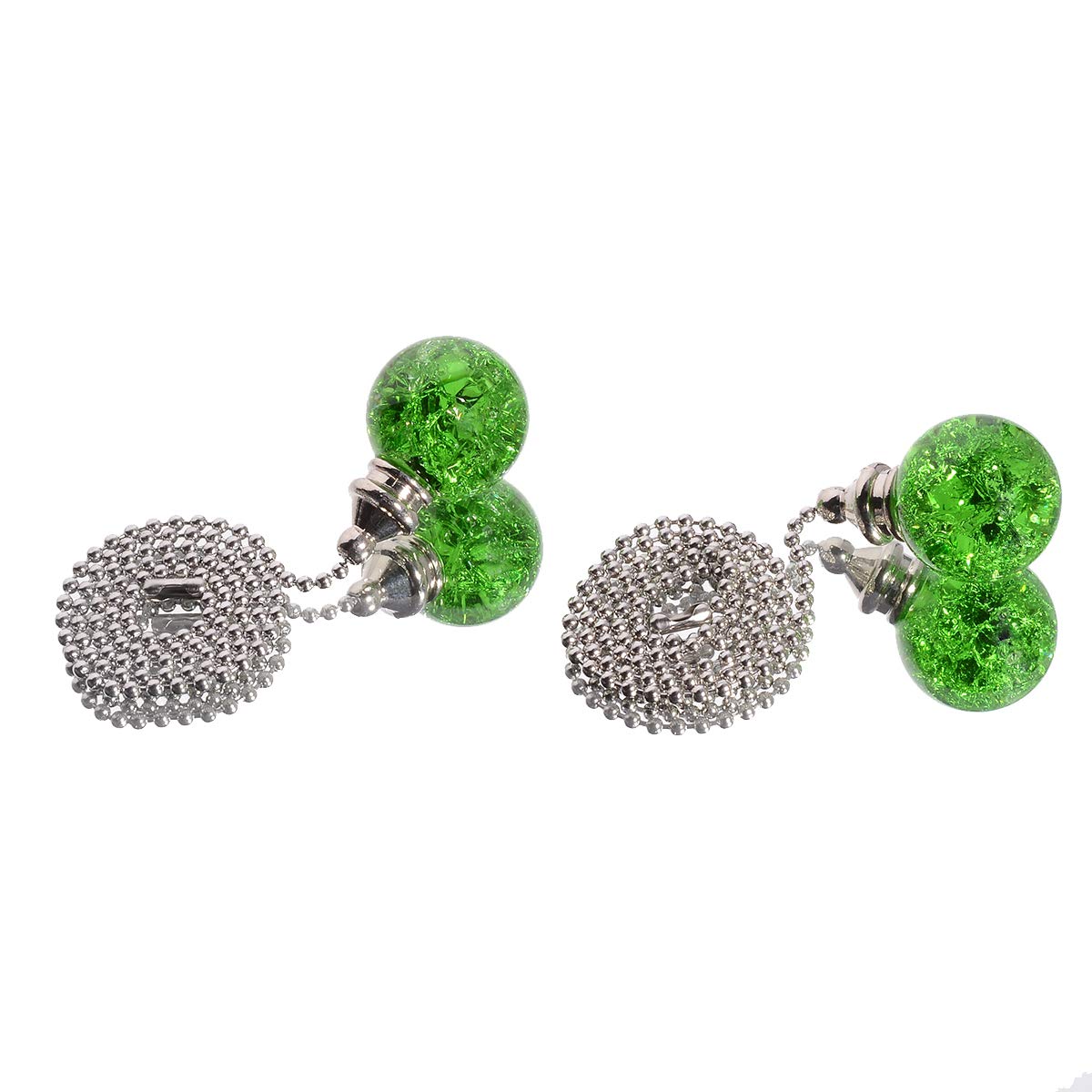 2Pcs Green Pull Chain Crystal Glass Ice Cracked Ball Pull Chain For Ceiling Fan Light Decoration 50Cm Extension Chain