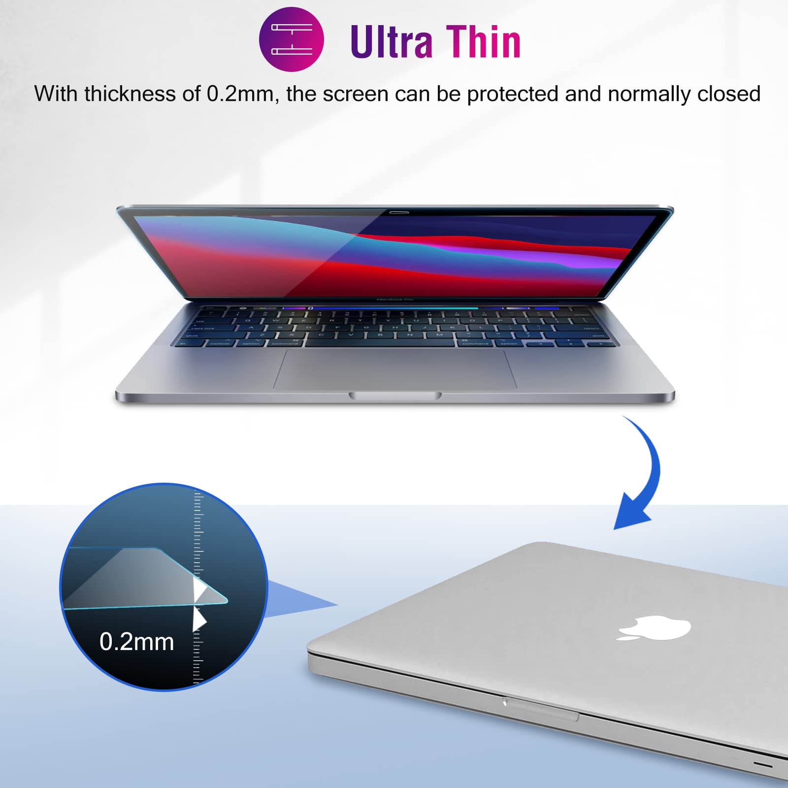 Procase Privacy Screen Protector, Anti Spy Tempered Glass Tinted Screen Film Guard For Macbook Air 13 2020 2019 2018 / Macbook P