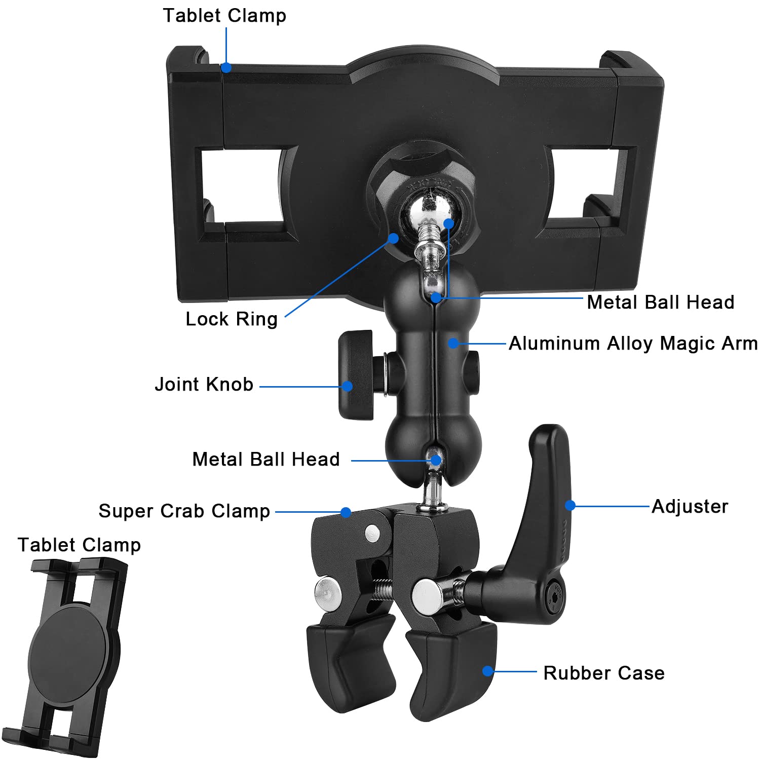 Mippko Tablet Holder For Treadmill/Spin Bike/Stroller/Wheelchair/Golf Cart/Poles/Music Stand/Stationary Bike,Compatible With 7~12.9' Ipad/Nexus/Fire Hd/E Book/Lg G