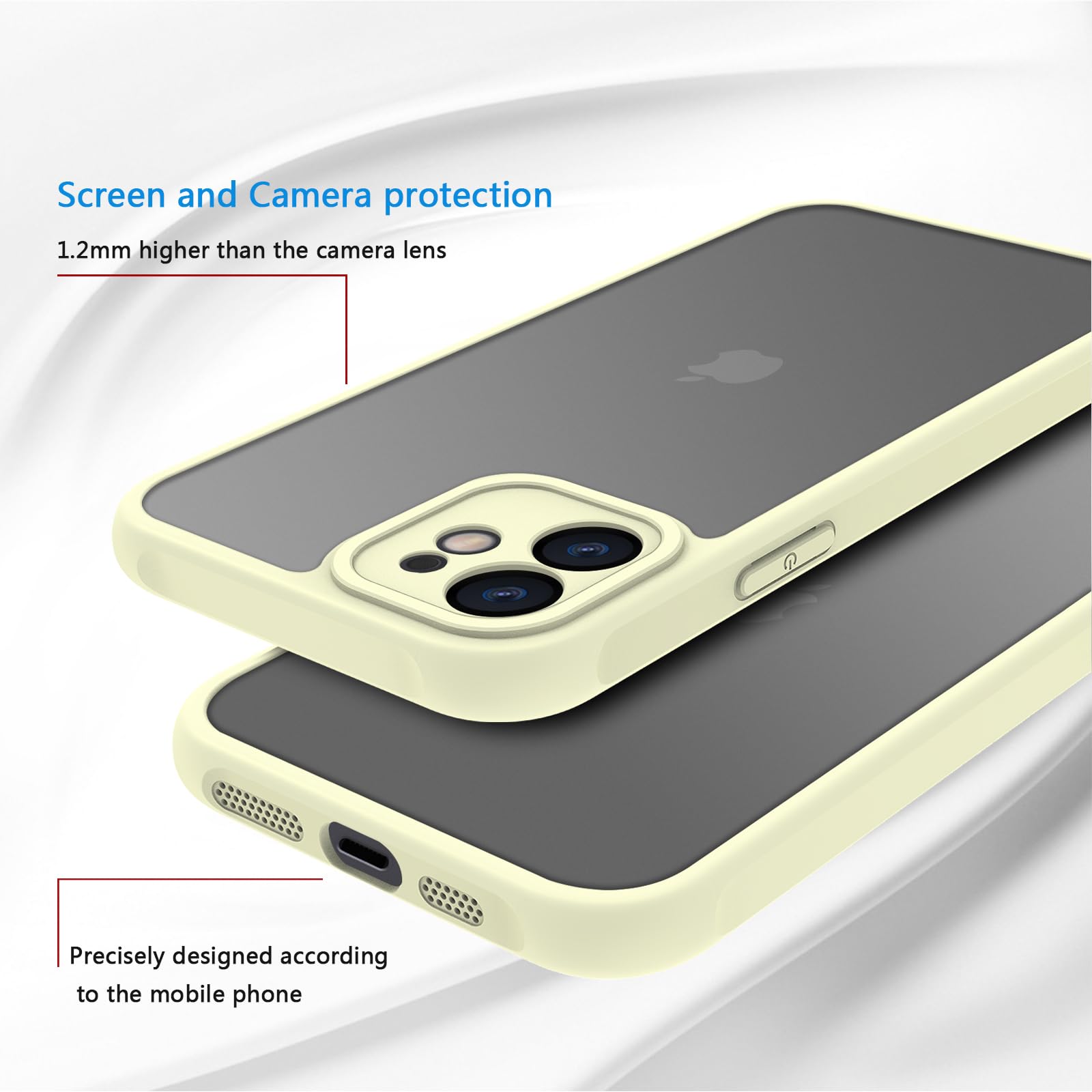 Matte Case For Iphone Case,Shockproof Protective Hard Back Slim Case For Iphone Case Inch,Frosted Translucent Back Phone Cover,