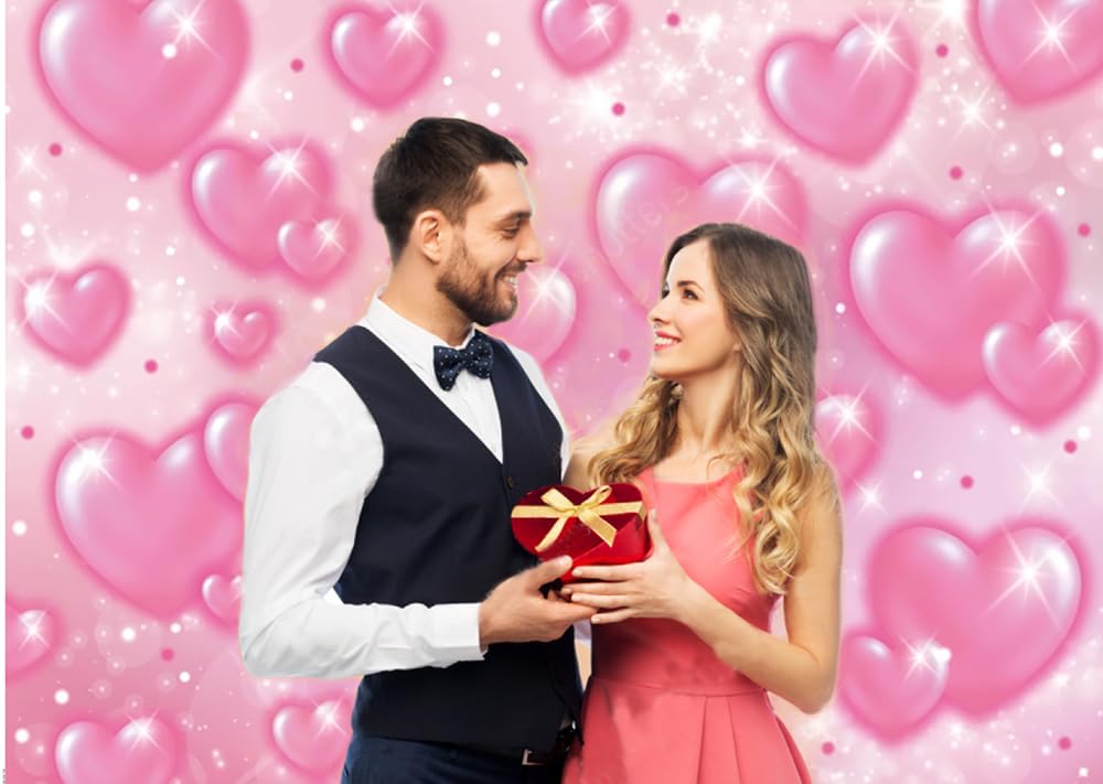 Chaiya 7X5Ft Early 2000S Photography Backdrop Pink Hearts Romantic Mother'S Day Backdrop Baby Shower Birthday Girl Party Banner
