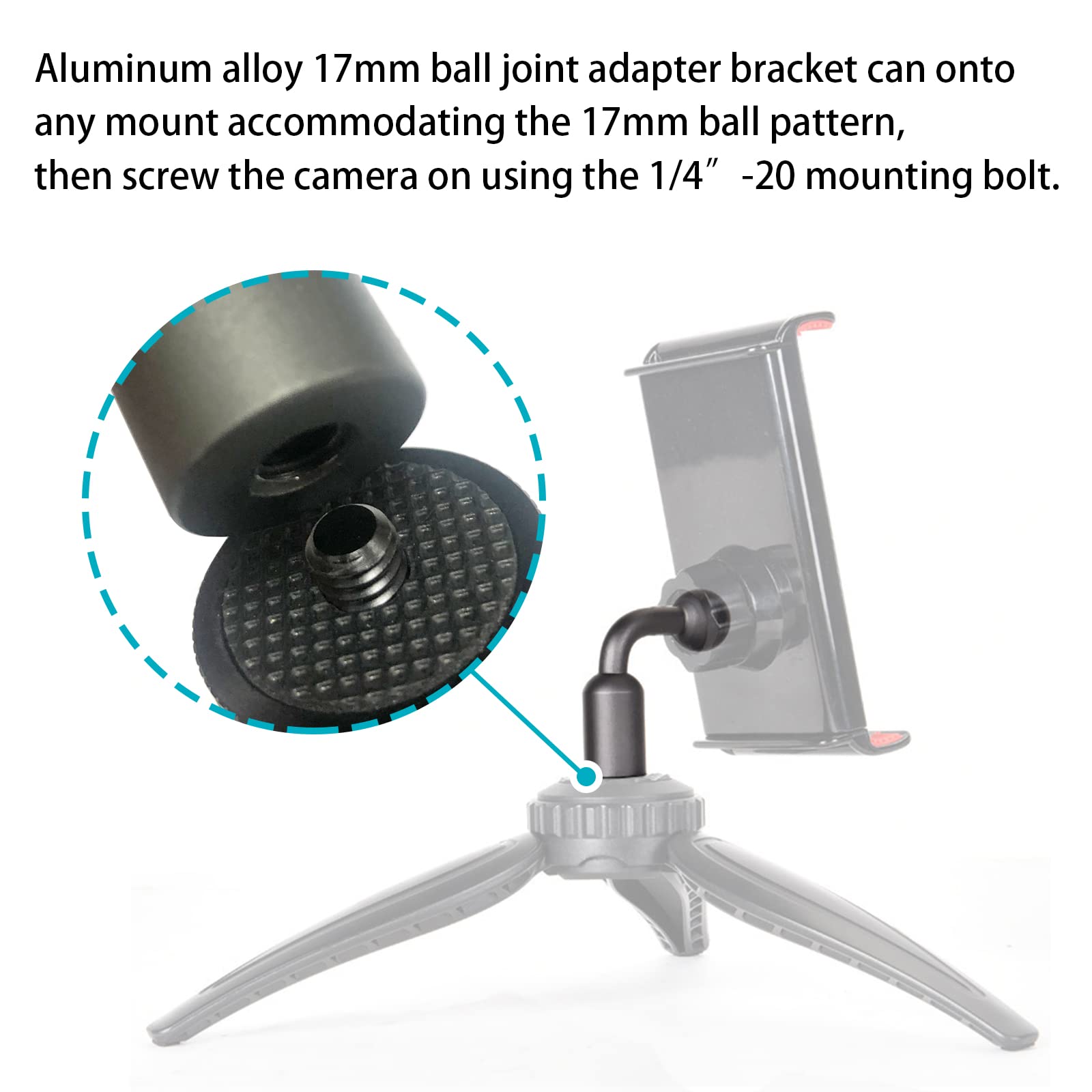 Sruim 2 Pack 1/4 Inch To 17Mm Ball Vertical Mount Adapter (Aluminum Alloy)