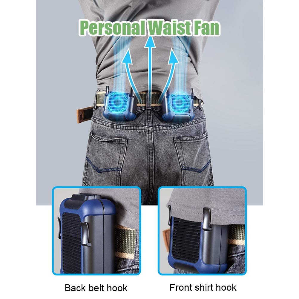 Normia Rita Portable Green Clip-On Fan, USB Necklace Fan for Travel, Outdoor & Jobsite, 7000RPM Strong Airflow, 3 Adjustable Speeds