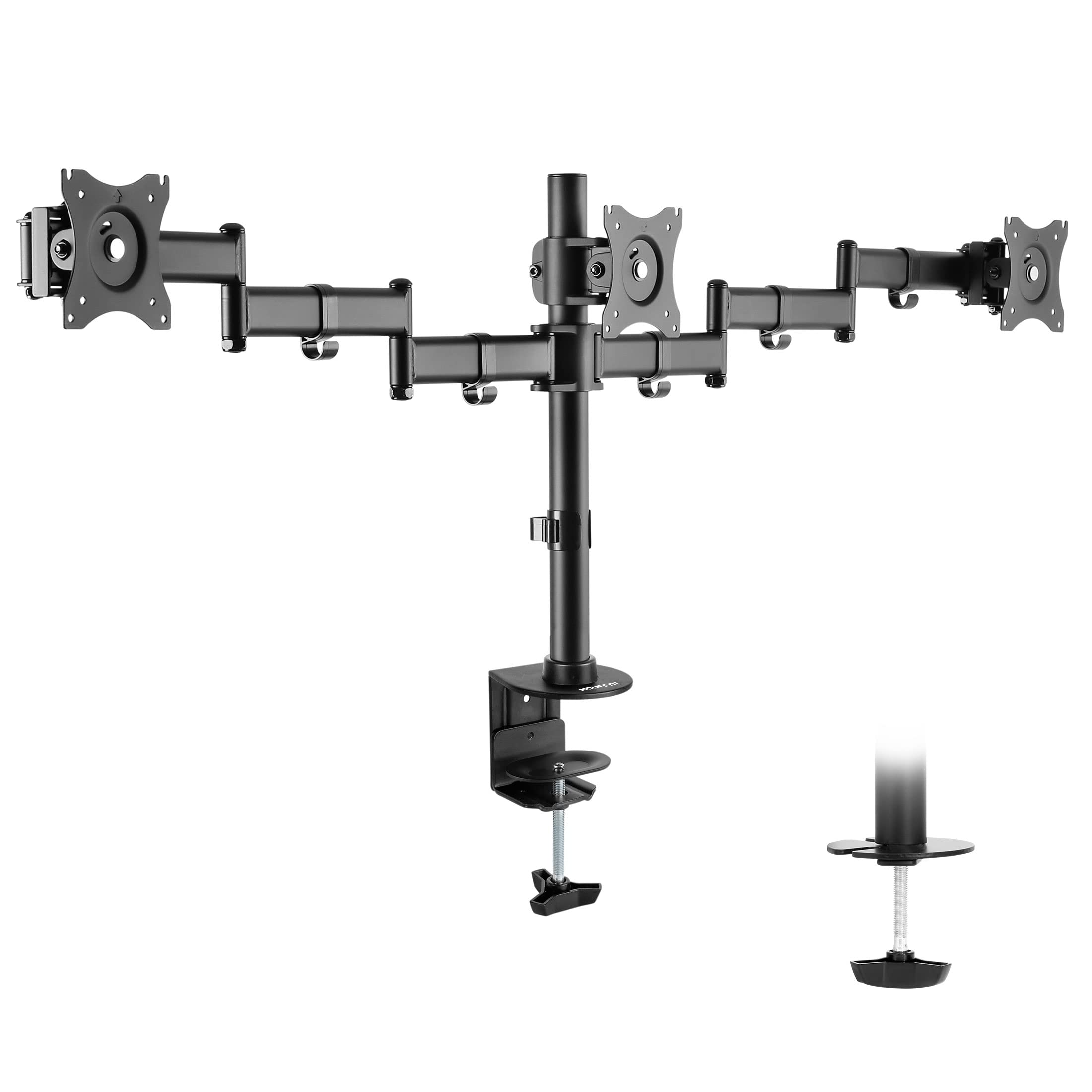 Mount It! Triple Monitor Mount 3 Screen Desk Stand for LCD Computer Monitors for 19 20 22 23 24 27 Inch Monitors VESA 75 and 100 Compatible Full Motion, 54 lbs Capacity (MI 1753),Black