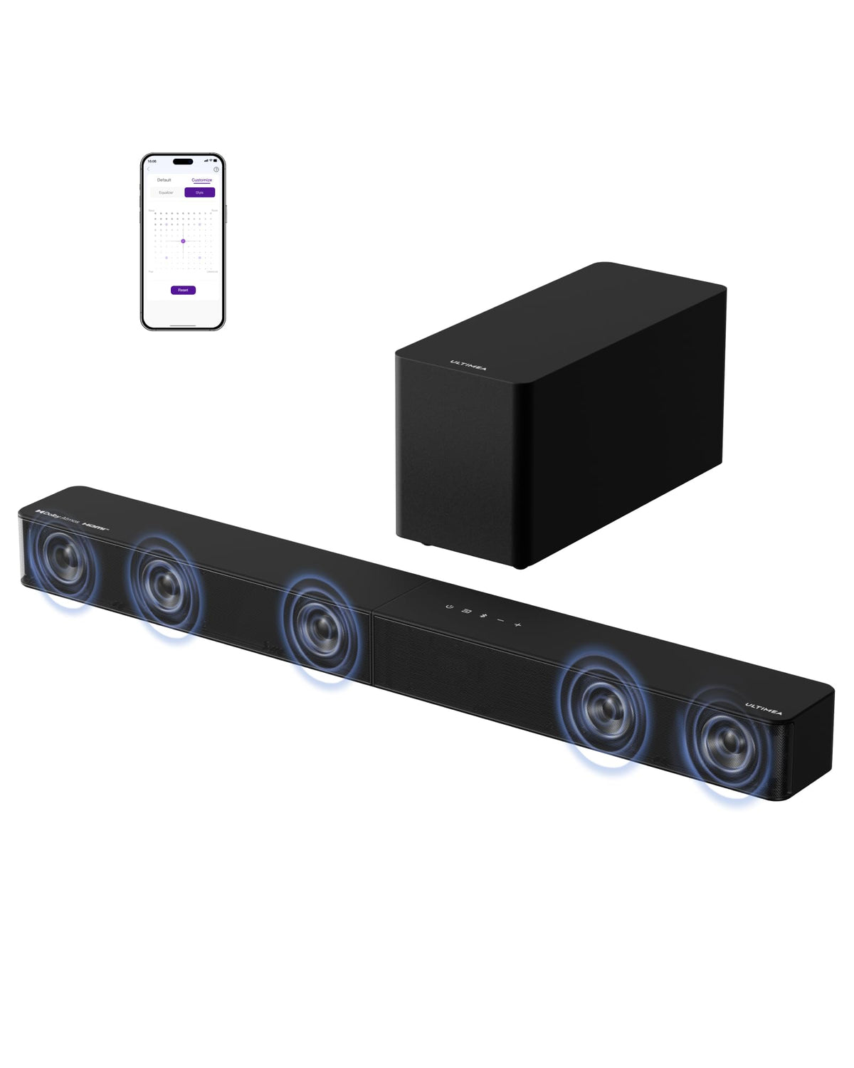 Ultimea 5.1Ch Soundbar With Dolby Atmos, Sound Bar With Subwoofer For Smart Tv, Bassmx And Voicemx Tech, Home Theater Surround S