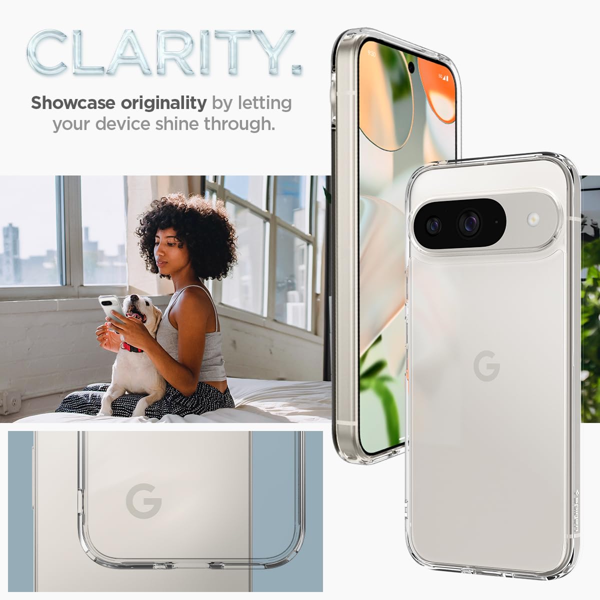 Spigen Ultra Hybrid Designed For Pixel 9 Case/Pixel 9 Pro Case (2024) [Anti Yellowing], [Military Grade Protection]   Crystal Cl